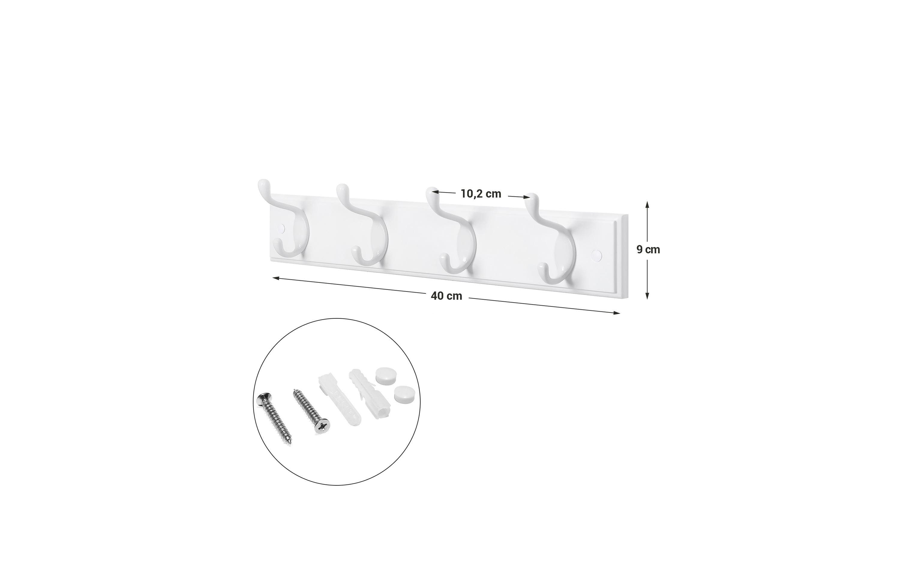 Songmics Kleiderhaken 40 x 9 x 7 cm, Weiss