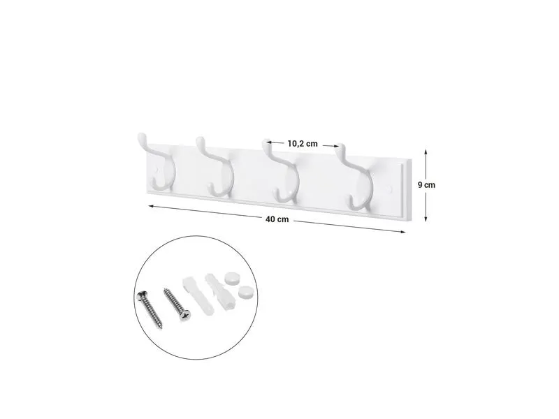 Songmics Kleiderhaken 40 x 9 x 7 cm, Weiss