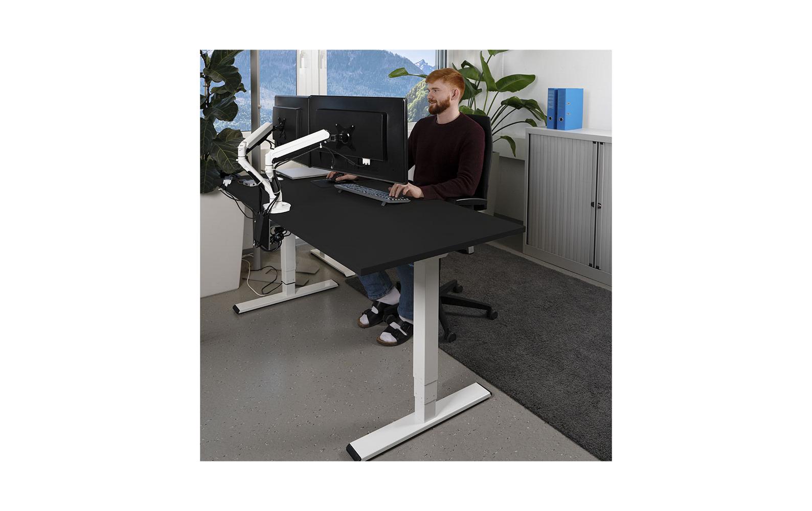 Contini höhenverstellbarer Bürotisch 1.6x0.8 m Schwarz/Gestell weiss