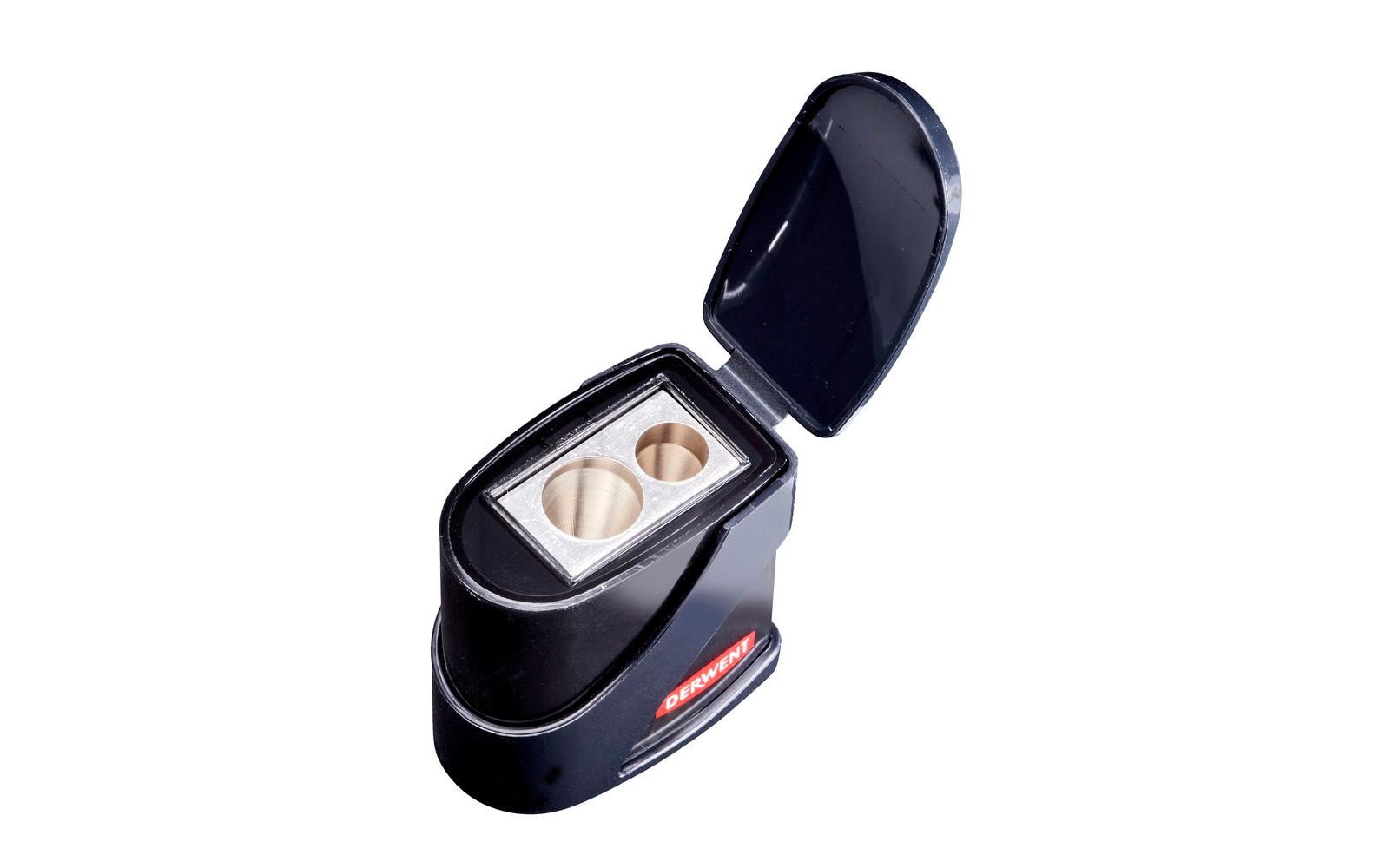 Derwent Doppelloch-Anspitzer mit Behälter, schwarz Derwent Doppelloch-Anspitzer mit Behälter, schwarz