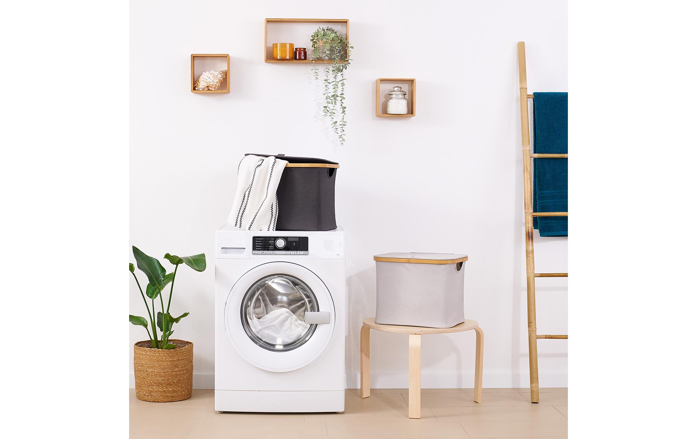 Hennez Wäschekorb Adrian 40 l, Anthrazit/Nature