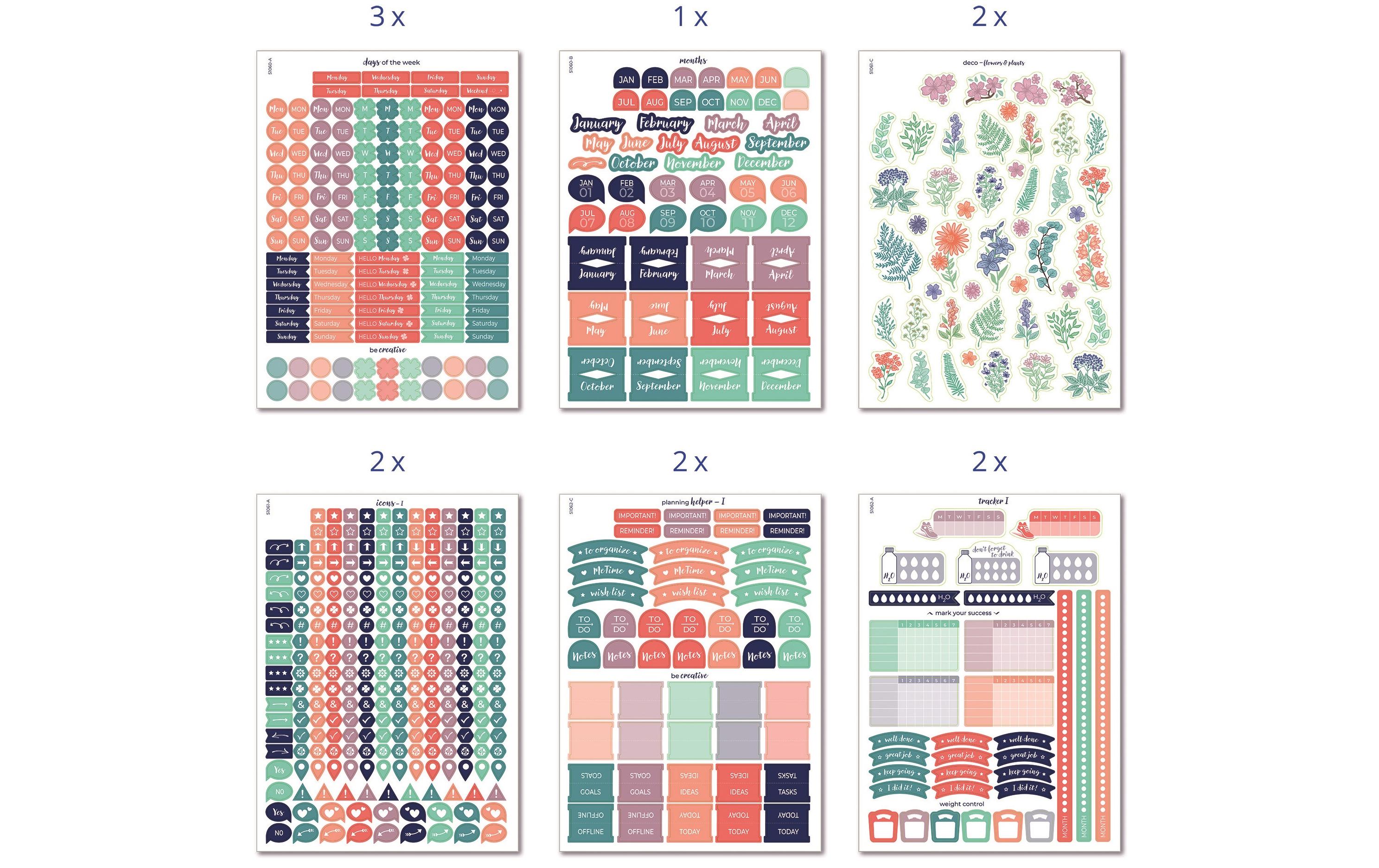 Z-Design Motivsticker Planner Starter Set 12 Blatt, 1.257 Sticker