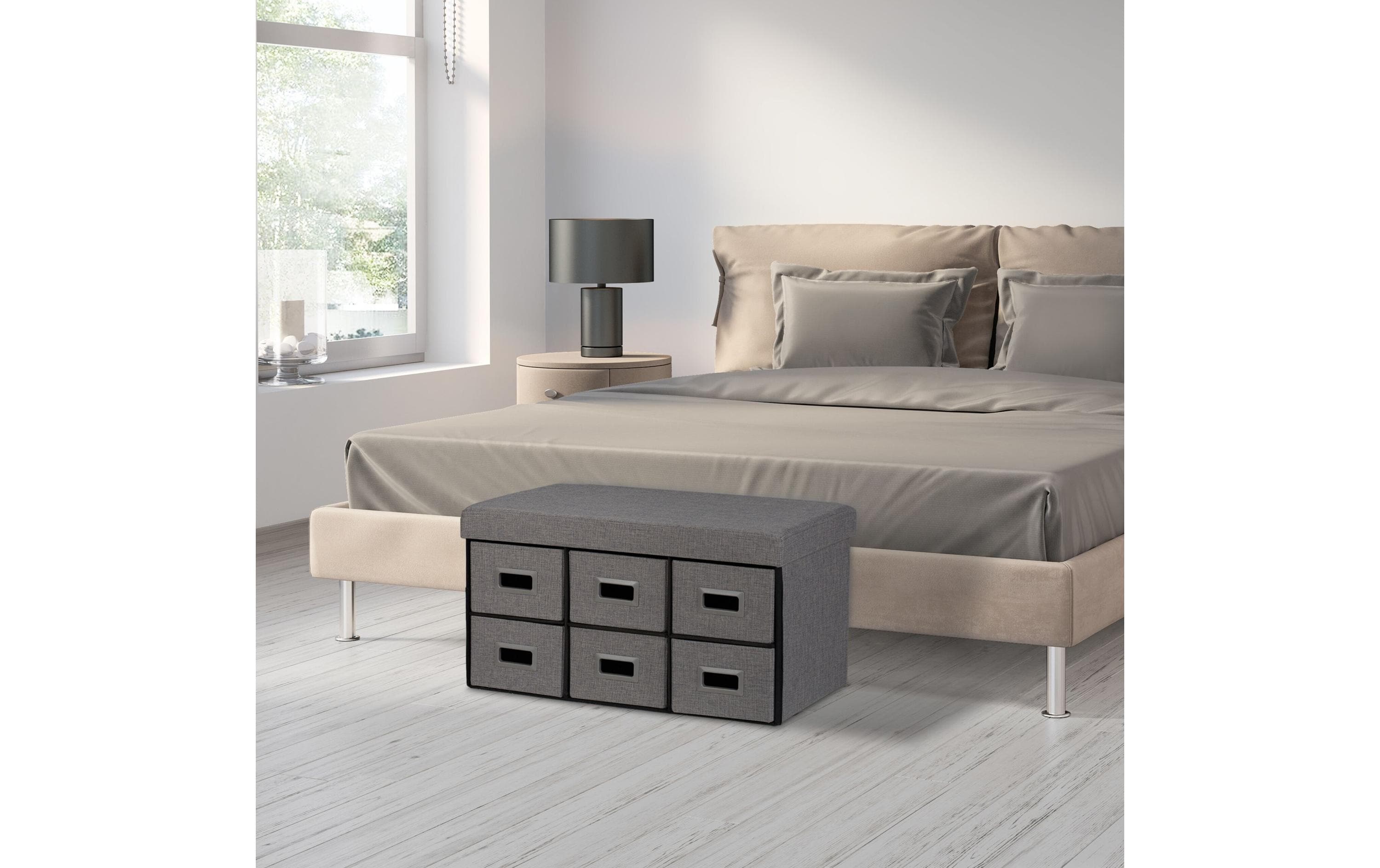 relaxdays Sitzbank mit Schubladen Dunkelgrau