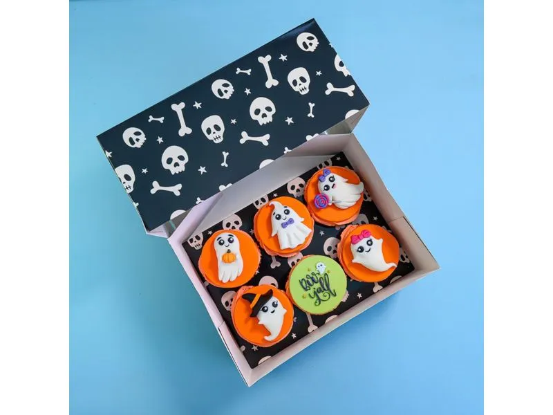 BackshopSchweiz Cupcake Box 6 Halloween Totenkopf 2 Stück, Schwarz
