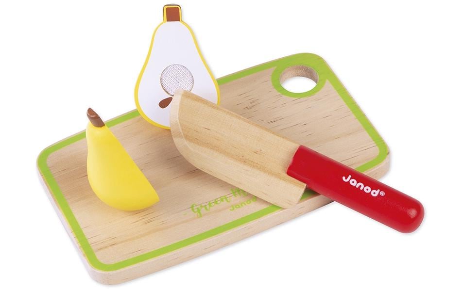 Janod Obst- und Gemüse-Set «Green Market» mit Zubehör im Kasten
