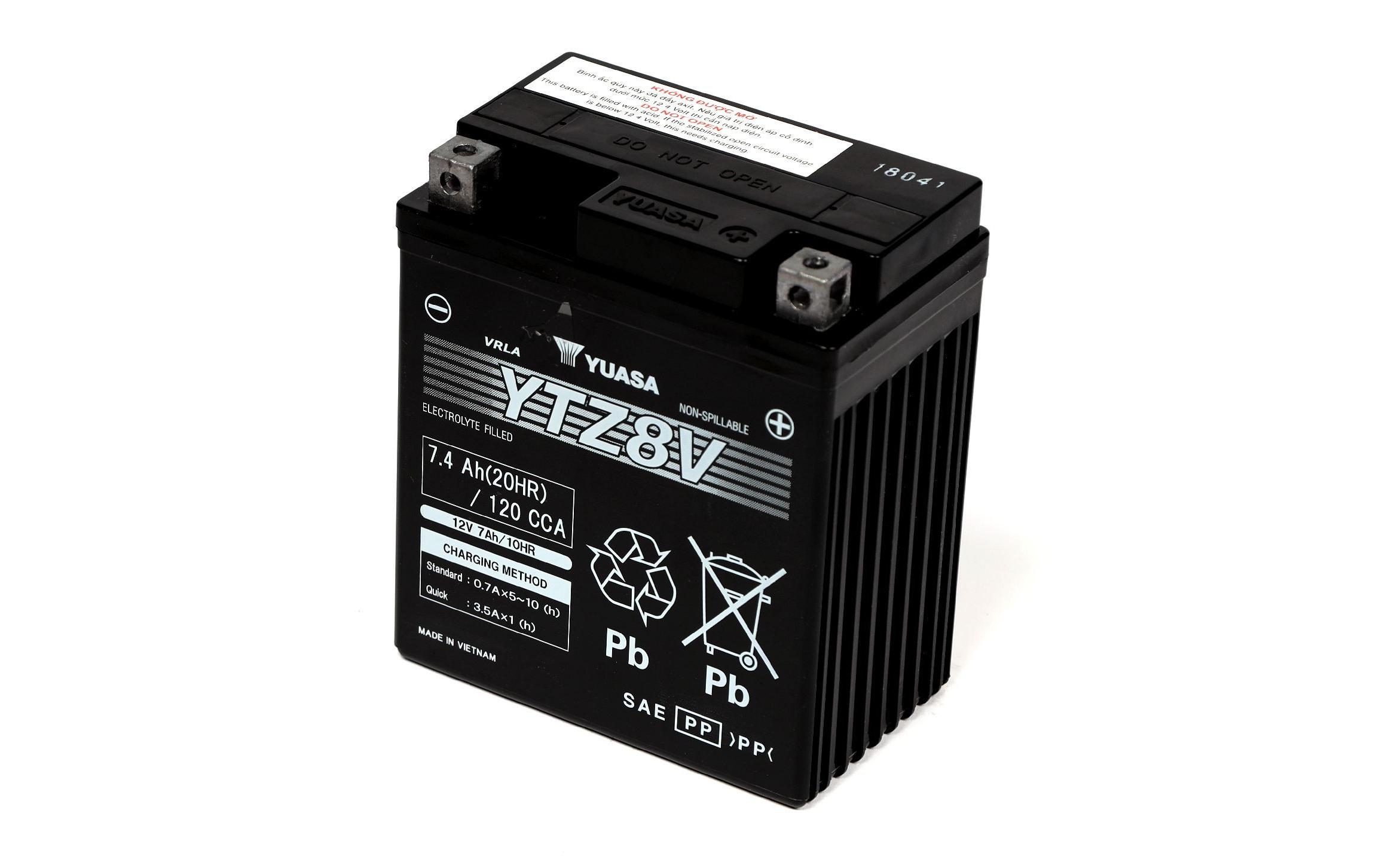 YUASA Motorradbatterie AGM 12V/7.4Ah/120A