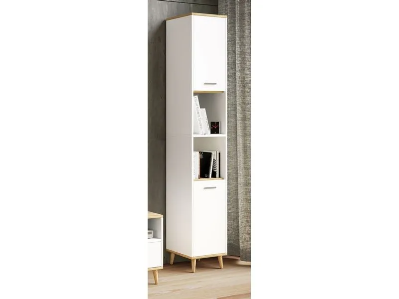 VCM Badezimmerregal Landos 32 x 184 cm, Weiss/Honig-Eiche VCM Badezimmerregal Landos 32 x 184 cm, Weiss/Honig-Eiche