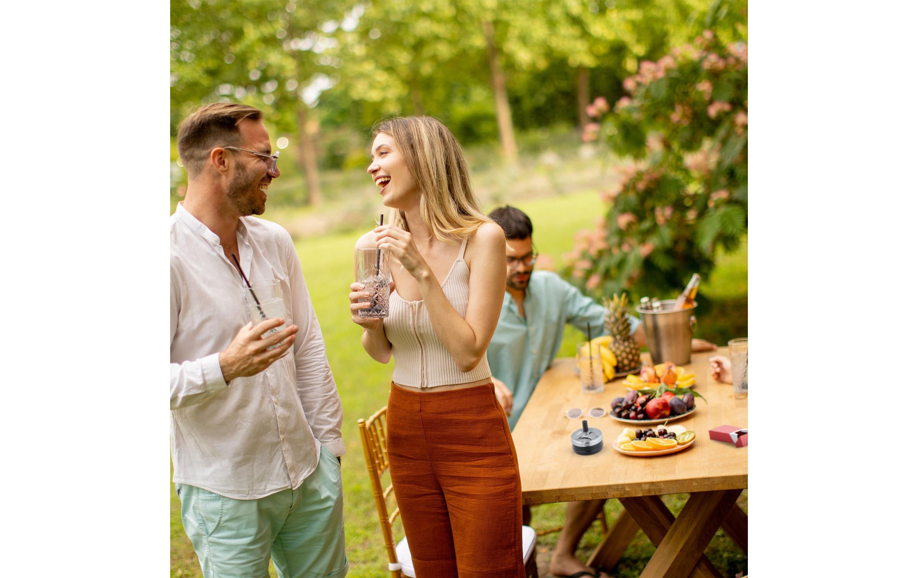 relaxdays Aschenbecher mit Drehdeckel Schwarz/Silber