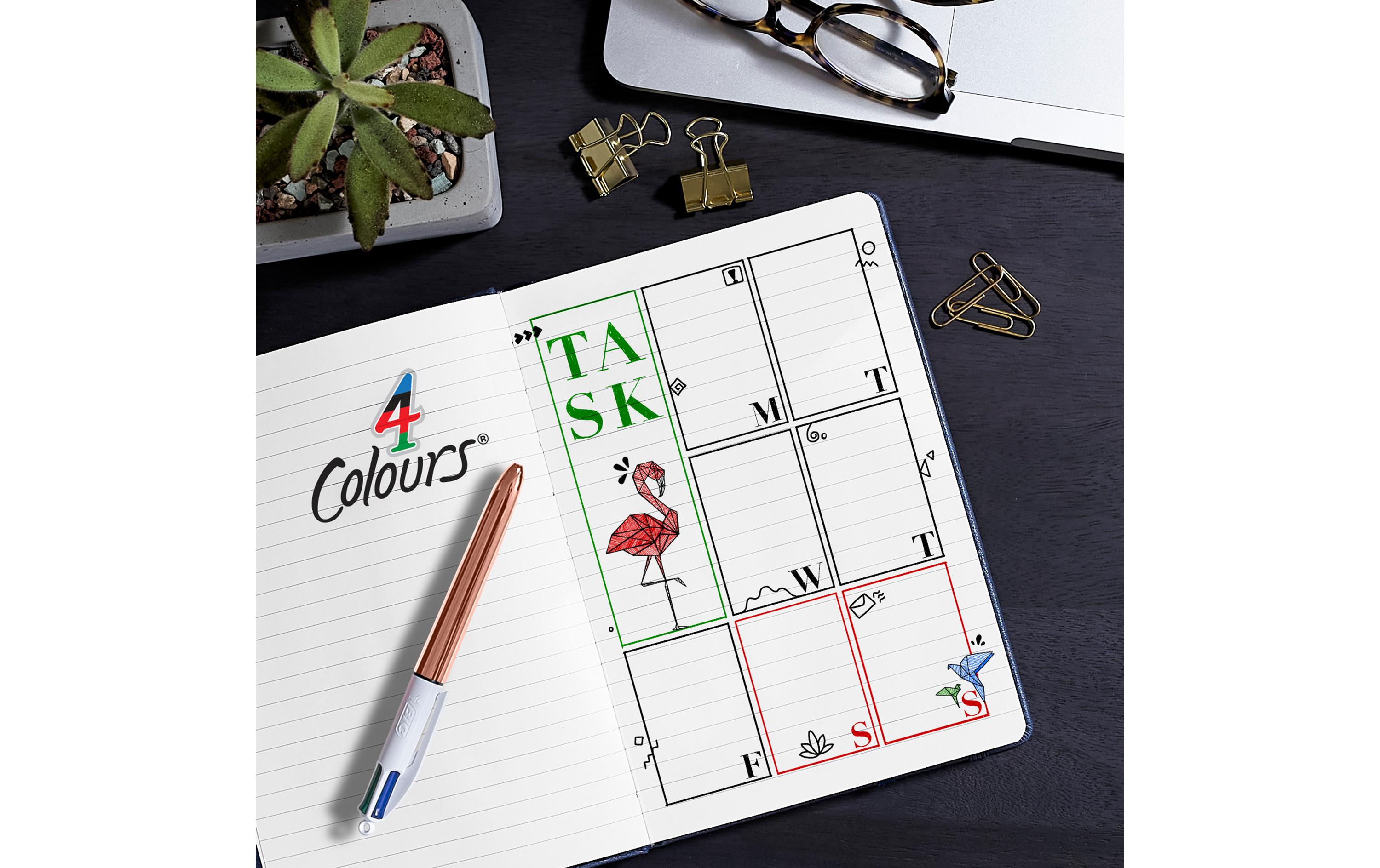 BIC Mehrfarbenkugelschreiber 4 Colours 0.32 mm, Gold