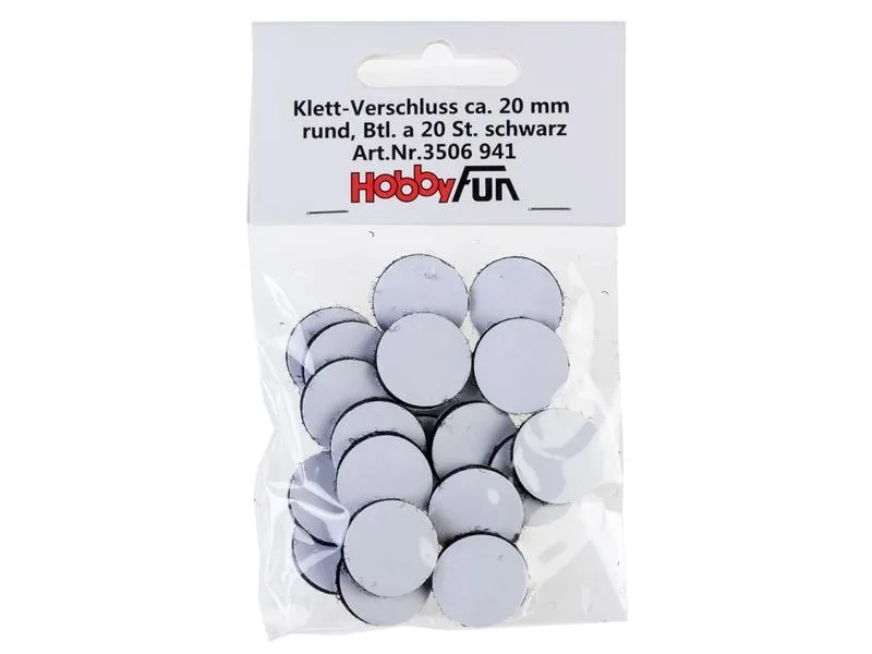 HobbyFun Klettverschluss 2 cm Rund Schwarz 20 Stück HobbyFun Klettverschluss 2 cm Rund Schwarz 20 Stück