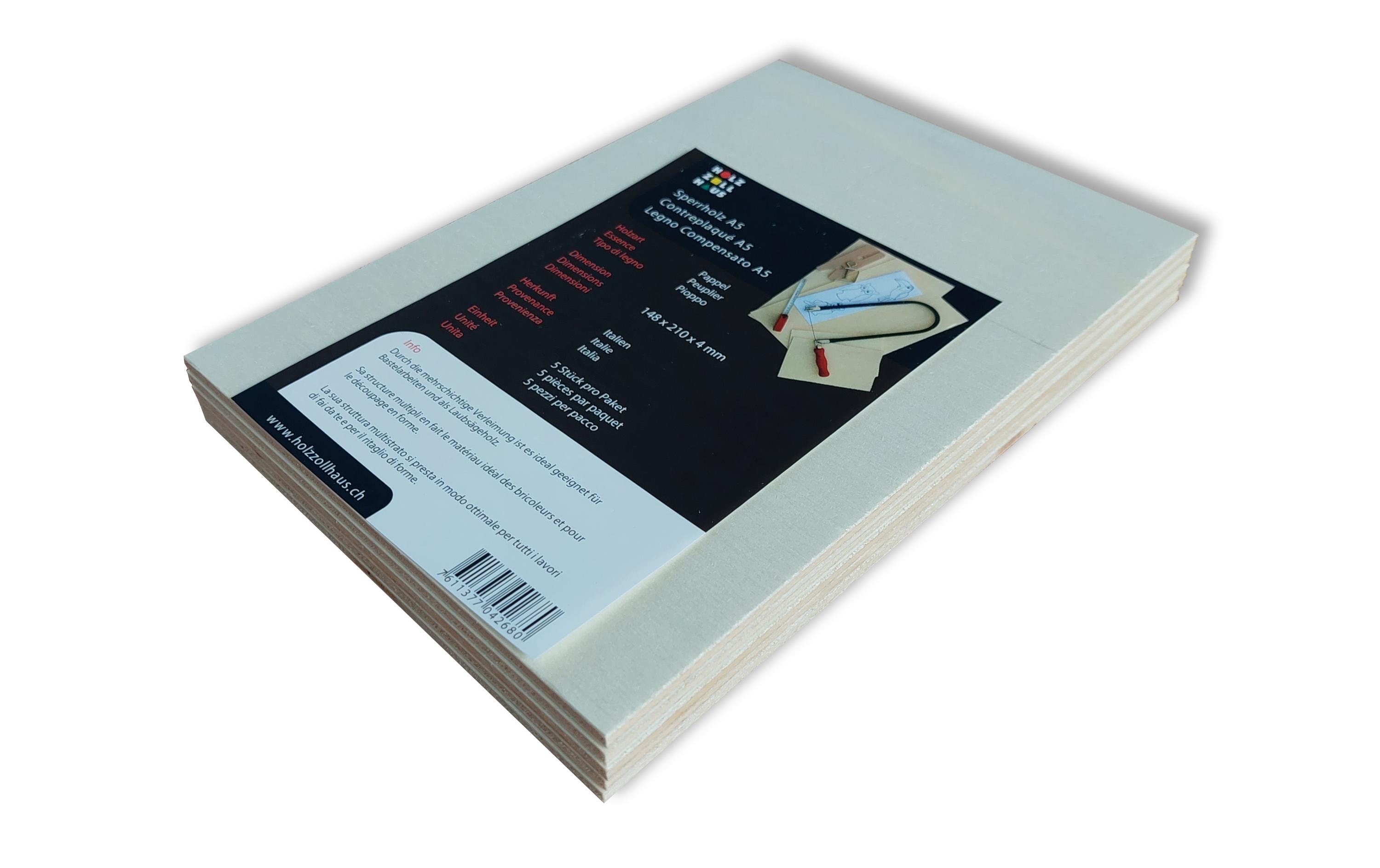 Holz Zollhaus Sperrholz zum Basteln 5 Stück, A5 Holz Zollhaus Sperrholz zum Basteln 5 Stück, A5