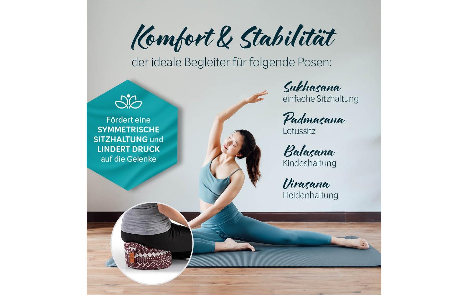 DoYourYoga Yoga-Kissen Vishnu Dinkelspelz, Rot/Weiss