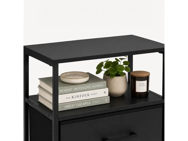 relaxdays Nachttisch 2er Set 38 x 61 cm, Schwarz