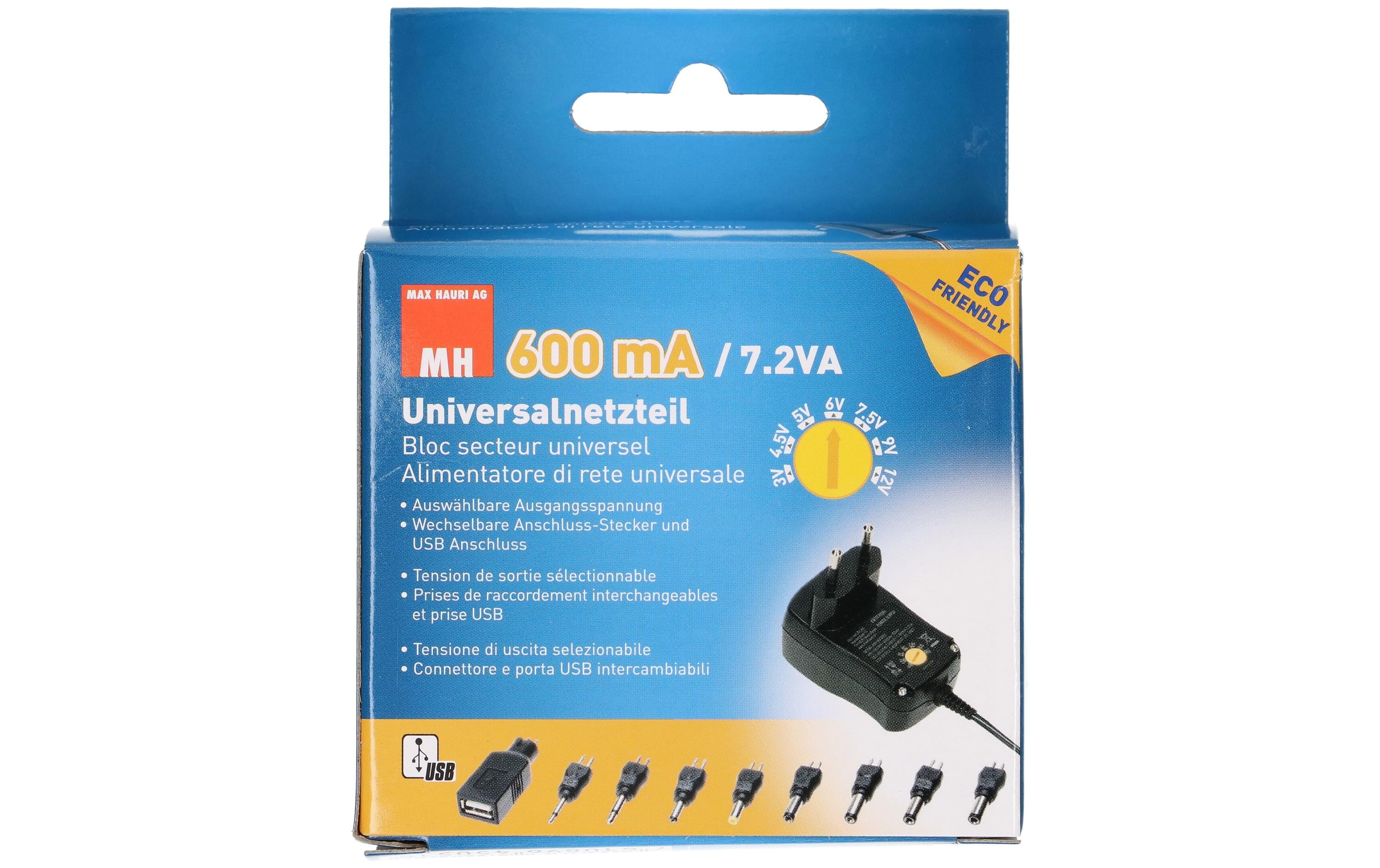 Max Hauri Steckernetzteil Universal 10 W, 3 - 12 V, 600 mA