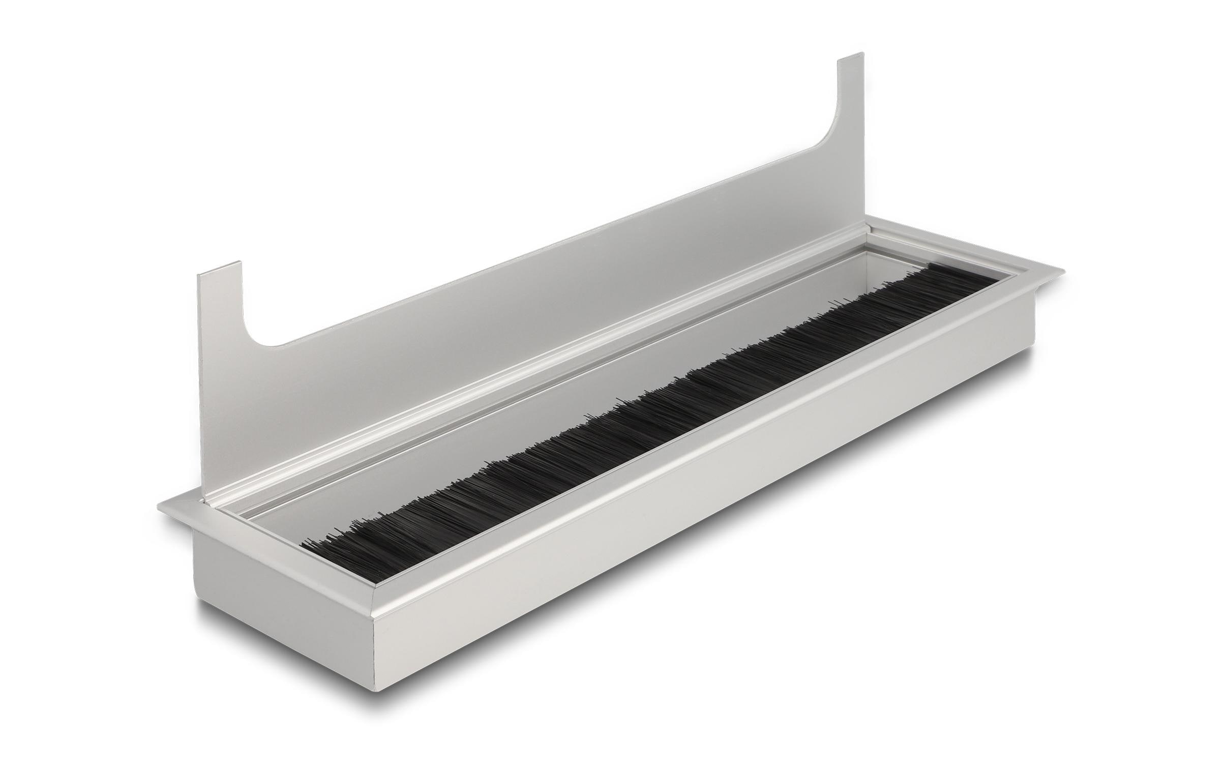 Delock Einbaurahmen für Tisch mit Bürste 280x80x28mm, Silber