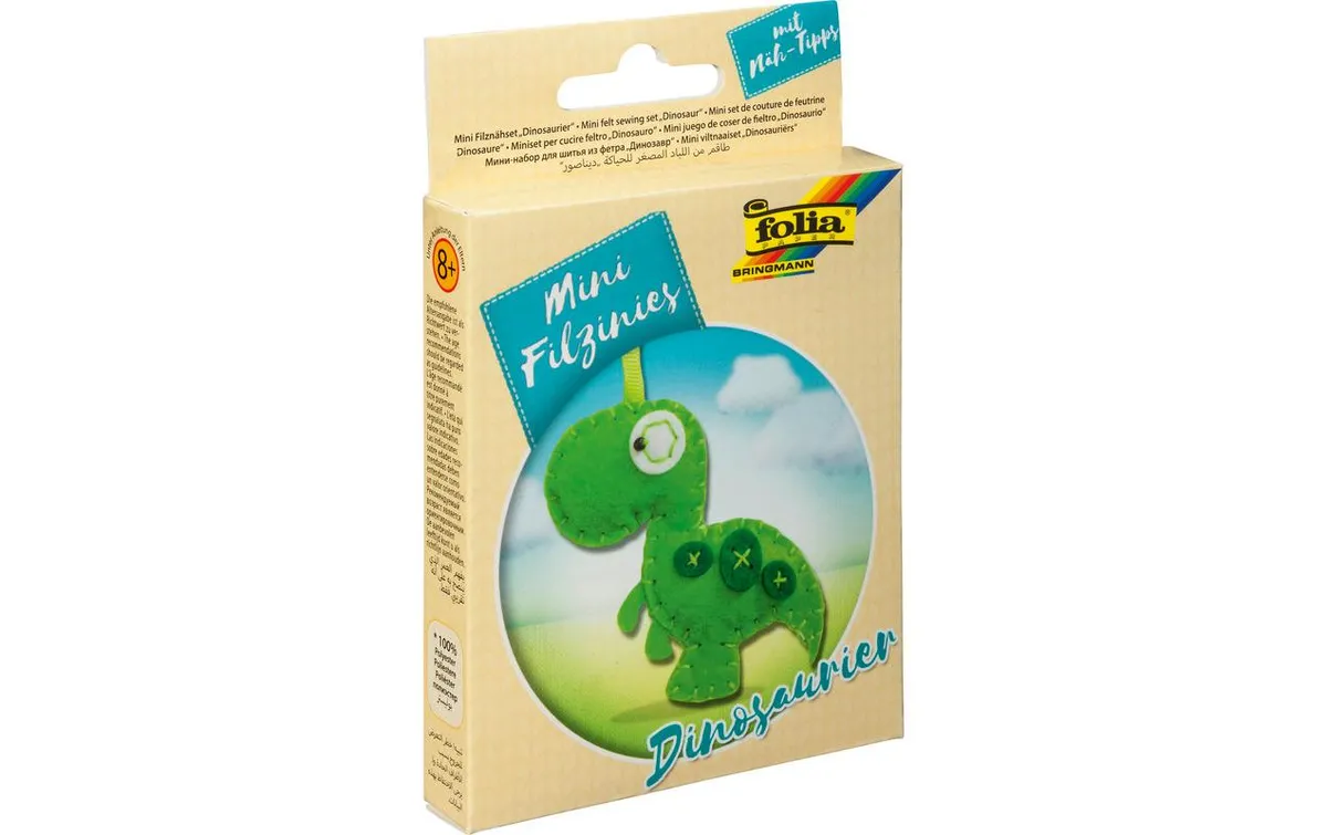 Folia Bastelset Mini Filzinies Dinosaurier, 12-teilig