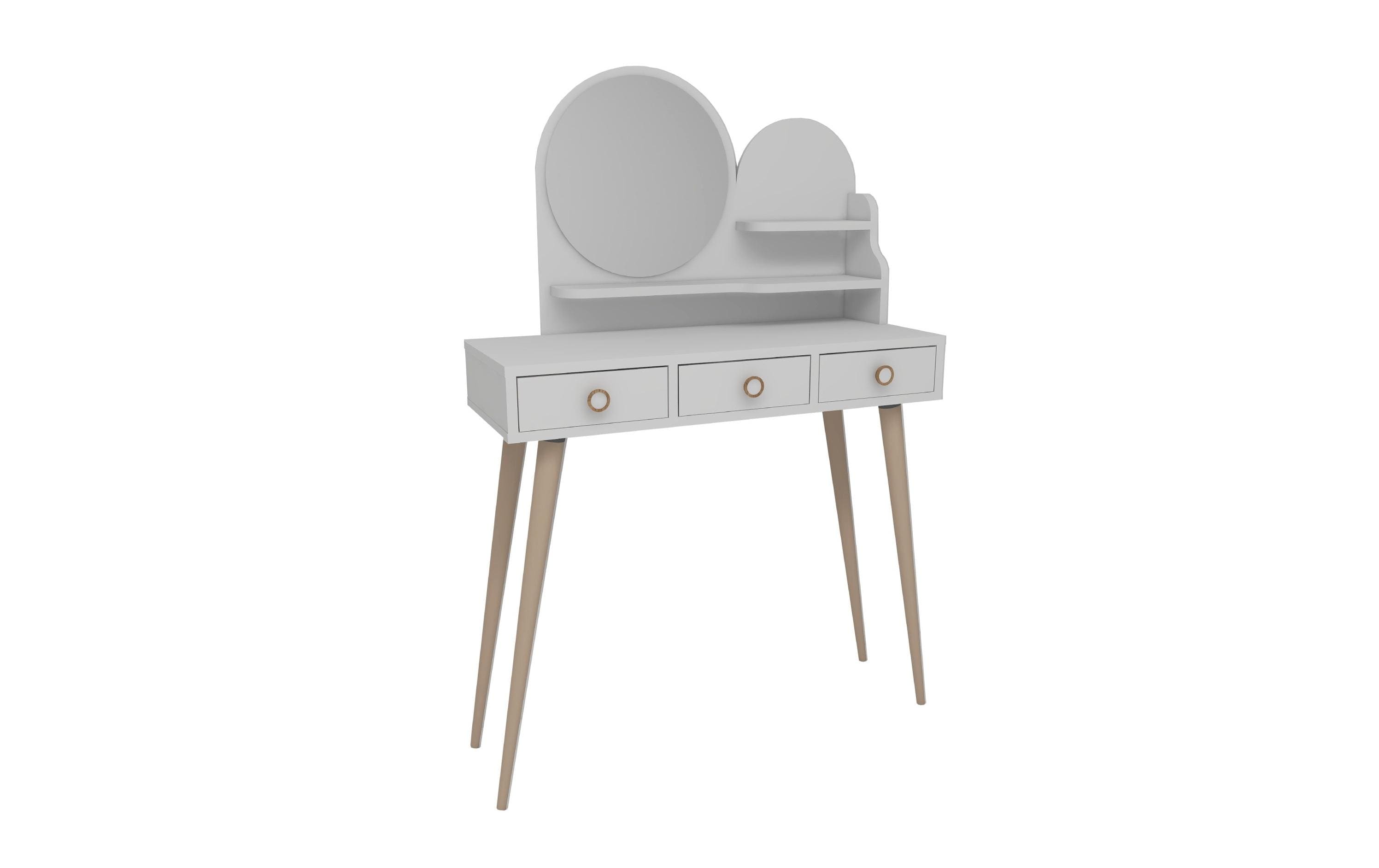 Woody Fashion Schminktisch Ruges mit Spiegel, 130.8 x 74 cm, Weiss Woody Fashion Schminktisch Ruges mit Spiegel, 130.8 x 74 cm, Weiss