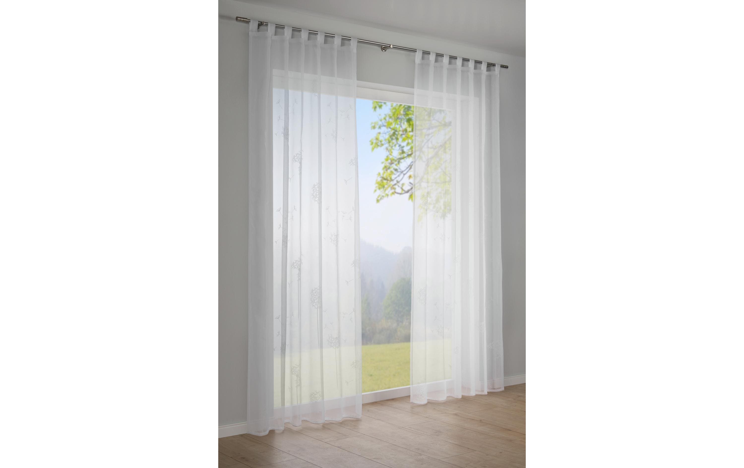 Gardinia Tagvorhang mit Schlaufe Voile-Flock 140 cm x 245 cm, Weiss