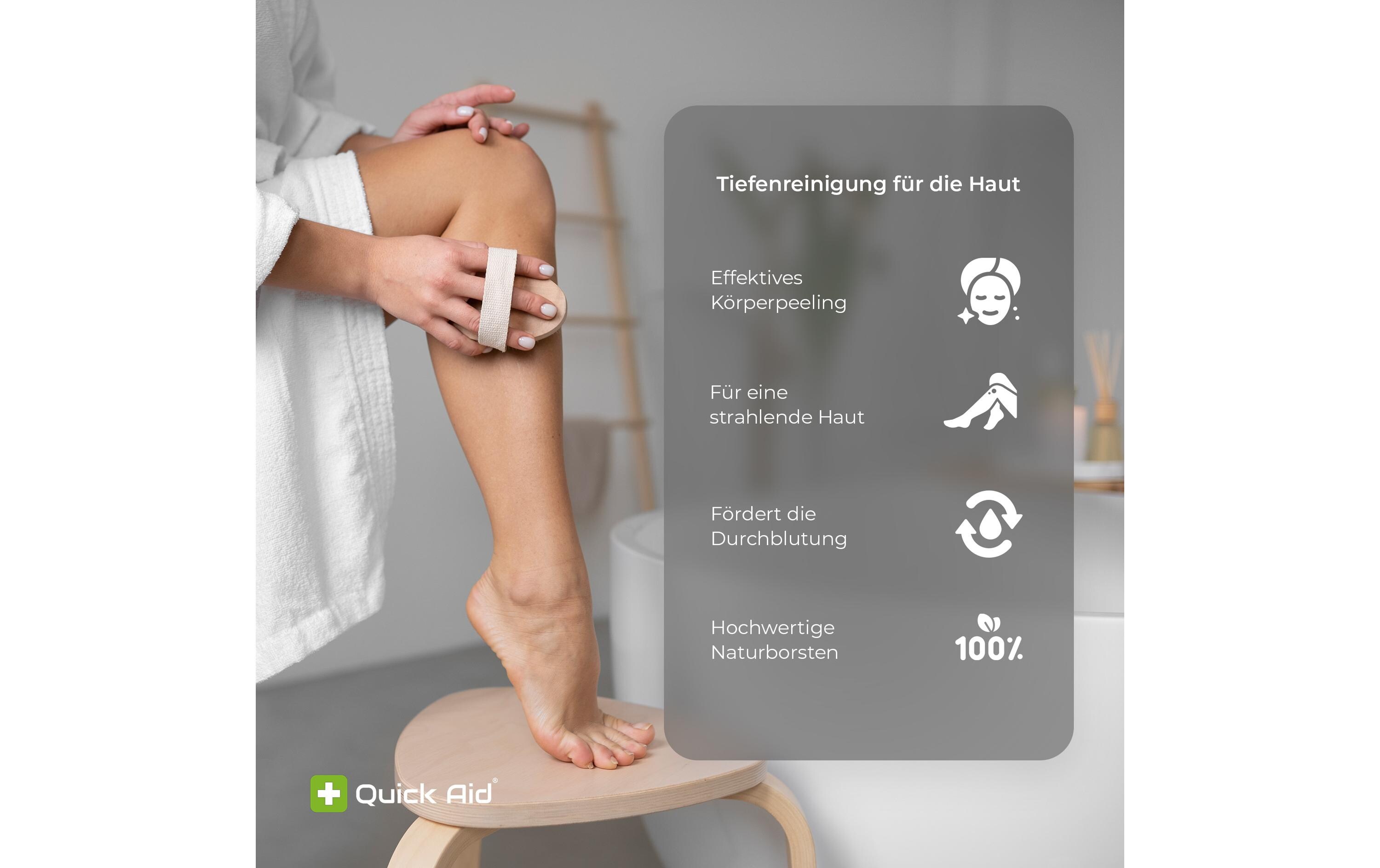 Quick Aid Körpermassagebürste aus Naturborsten mit Beutel 1 Stück
