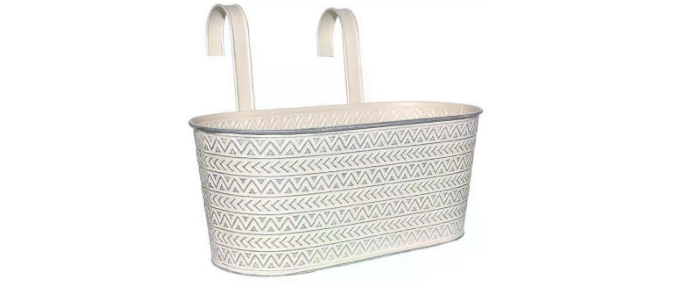 Dameco Übertopf Oval mit 2 Haken Weiss