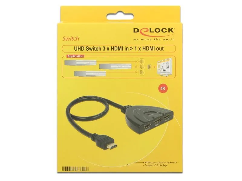 Delock Verteiler 3 Port HDMI Switch 4K/60Hz Delock Verteiler 3 Port HDMI Switch 4K/60Hz