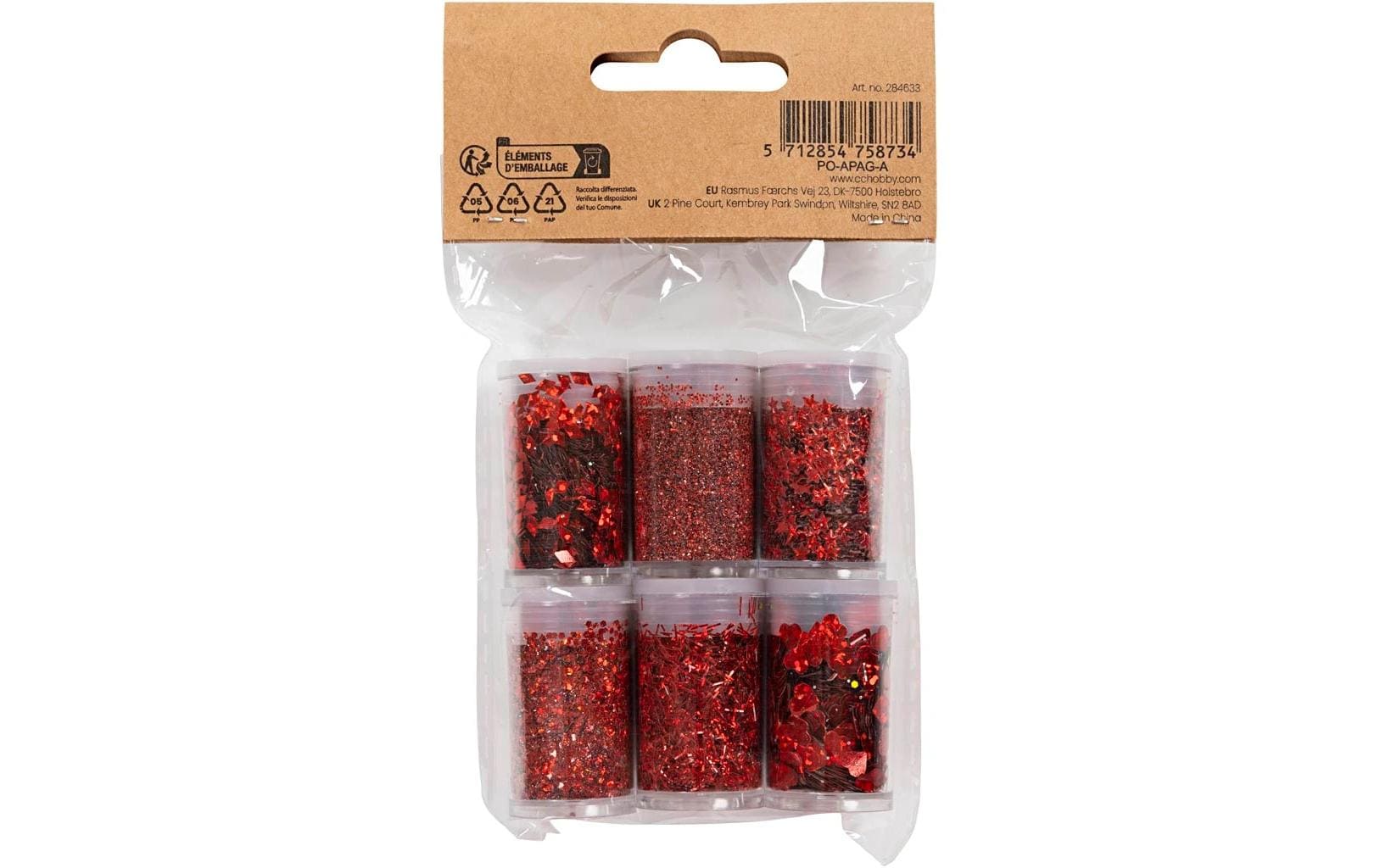 Creativ Company Glitzerset Rot, 6 x 5 g
