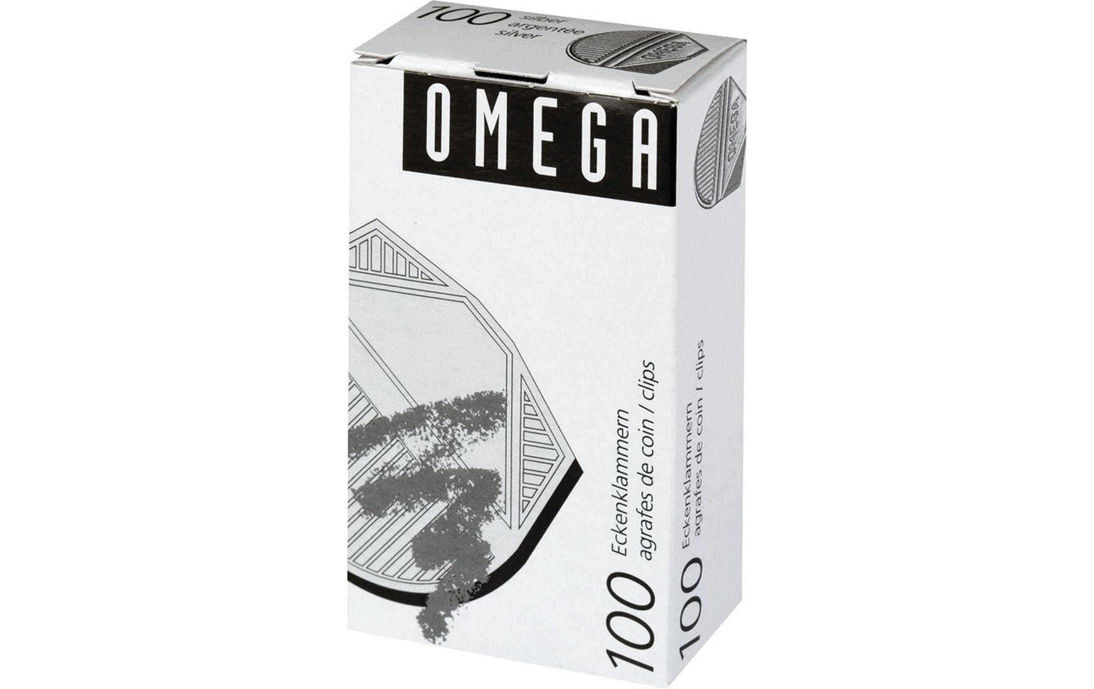 Omega Eckenklammer 100 Stück, Silber metallic