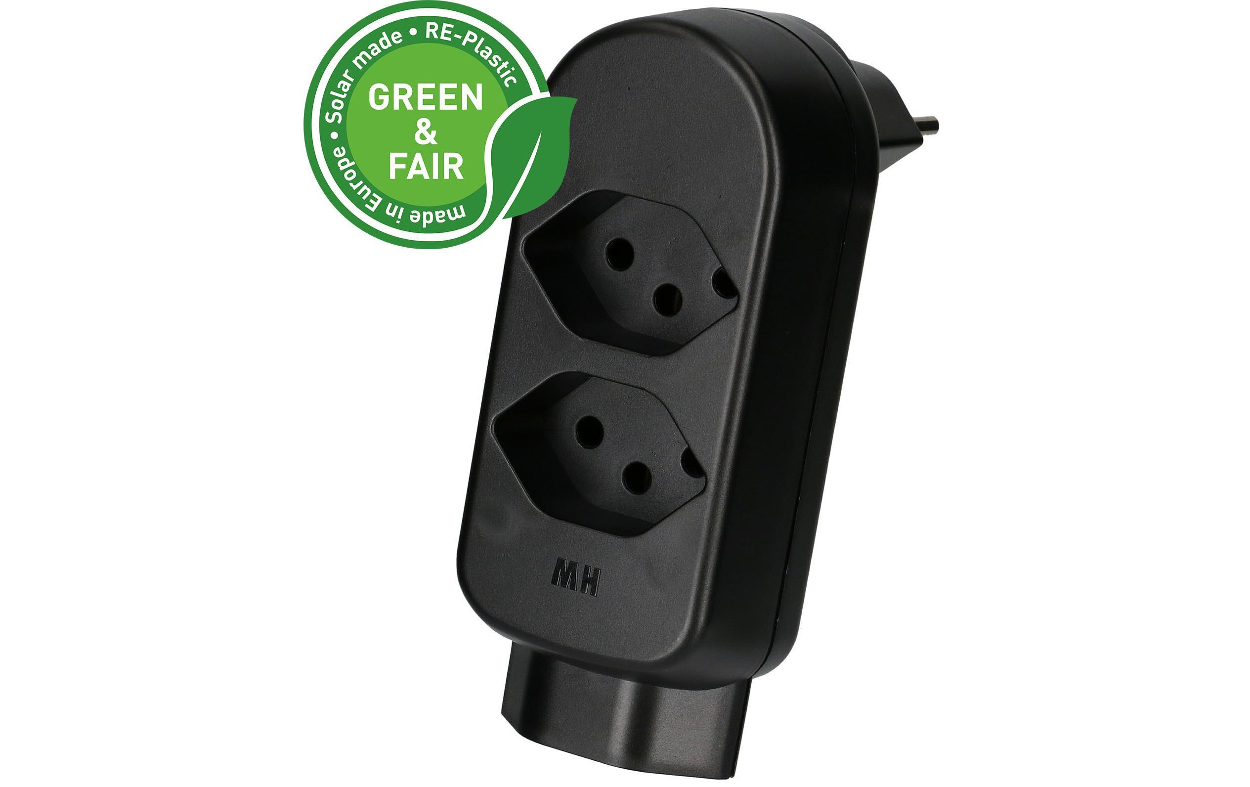Max Hauri Abzweigstecker ADAPT 2+1x Typ 13 drehbar Green+Fair Max Hauri Abzweigstecker ADAPT 2+1x Typ 13 drehbar Green+Fair