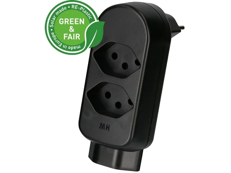Max Hauri Abzweigstecker ADAPT 2+1x Typ 13 drehbar Green+Fair Max Hauri Abzweigstecker ADAPT 2+1x Typ 13 drehbar Green+Fair