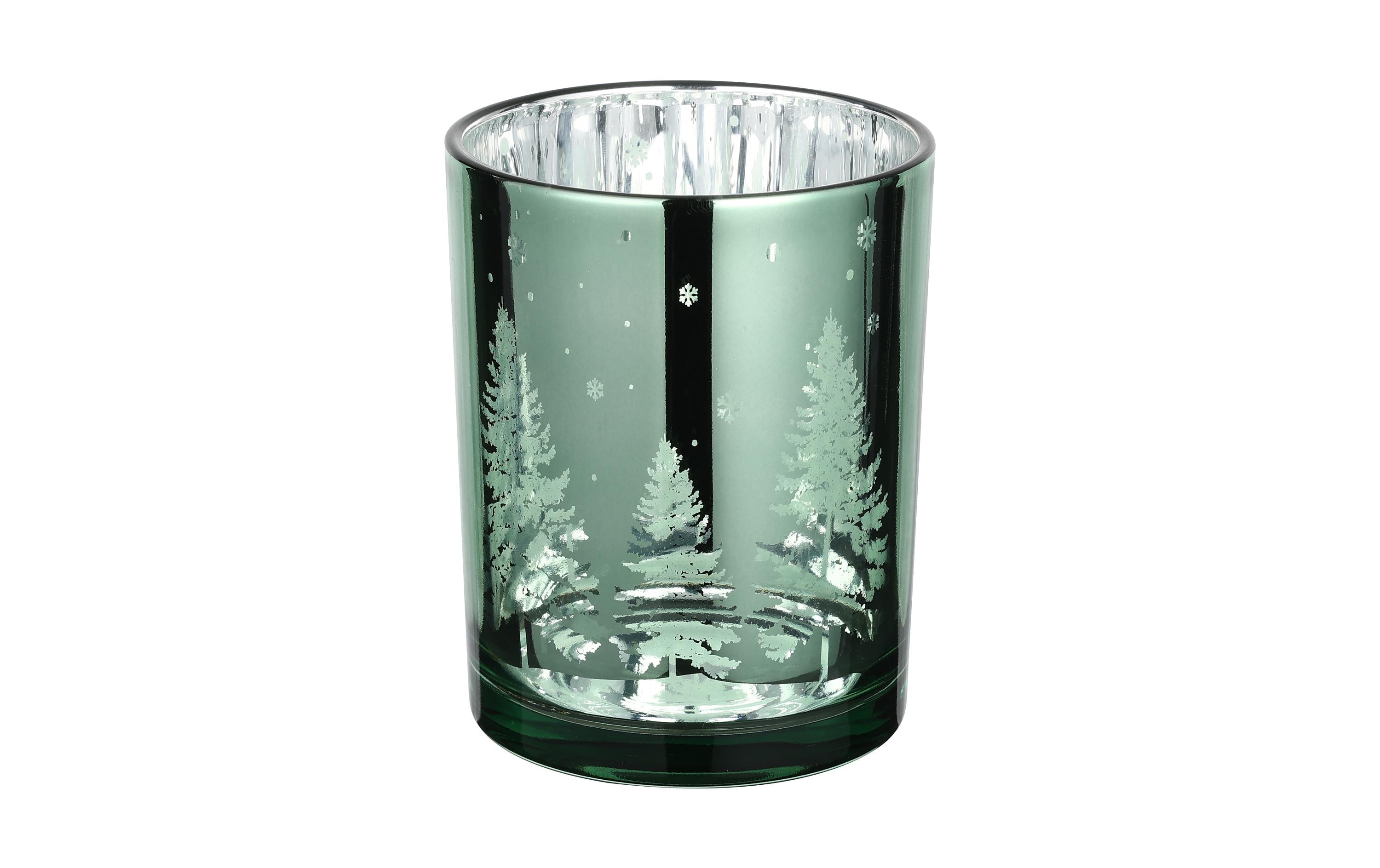 EGLO Teelichthalter Windlicht Christmas Lukut 12.5 cm Grün, Glas