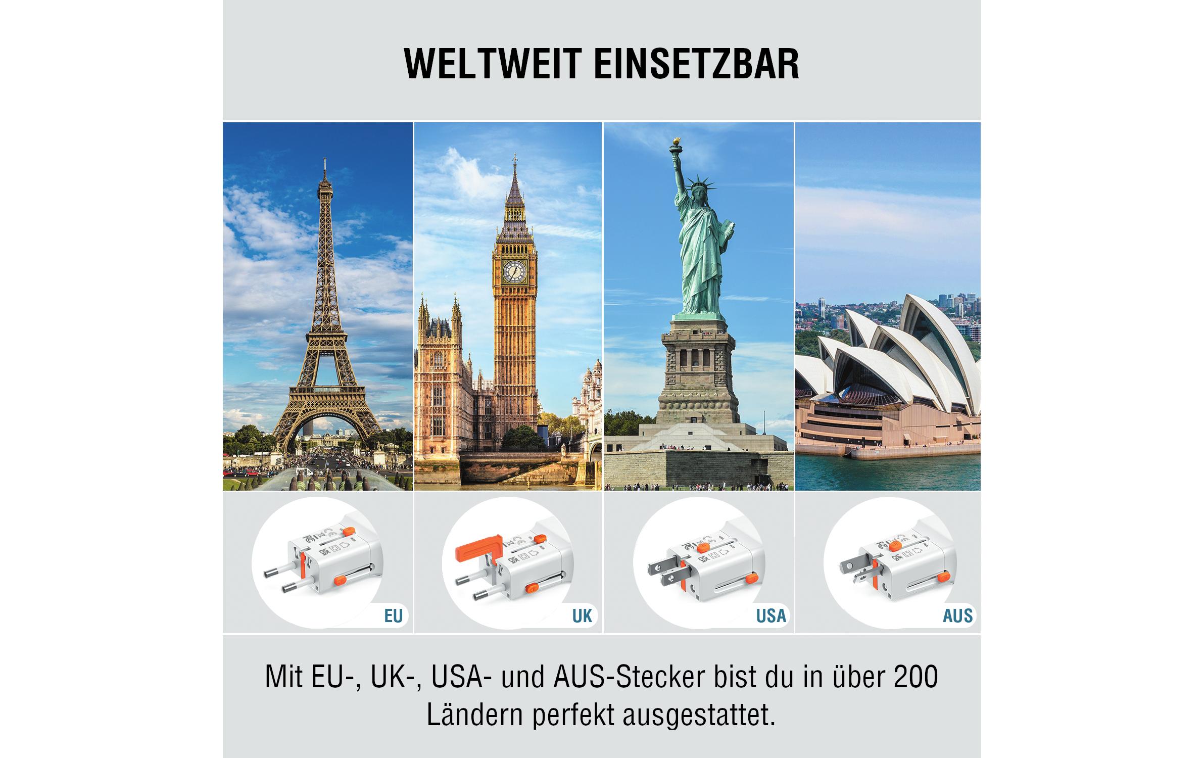 4smarts Weltreiseadapter Nomad Pocket 25W 1C+1A, Weiss