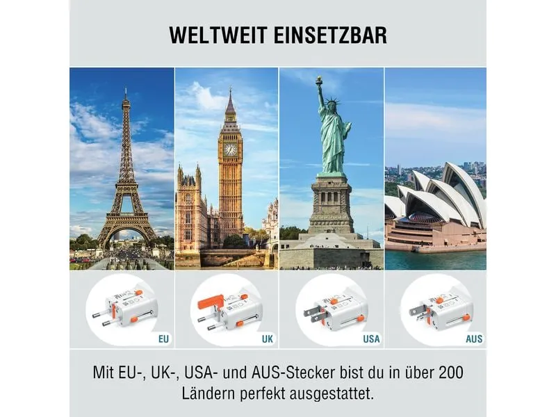 4smarts Weltreiseadapter Nomad Pocket 25W 1C+1A, Weiss