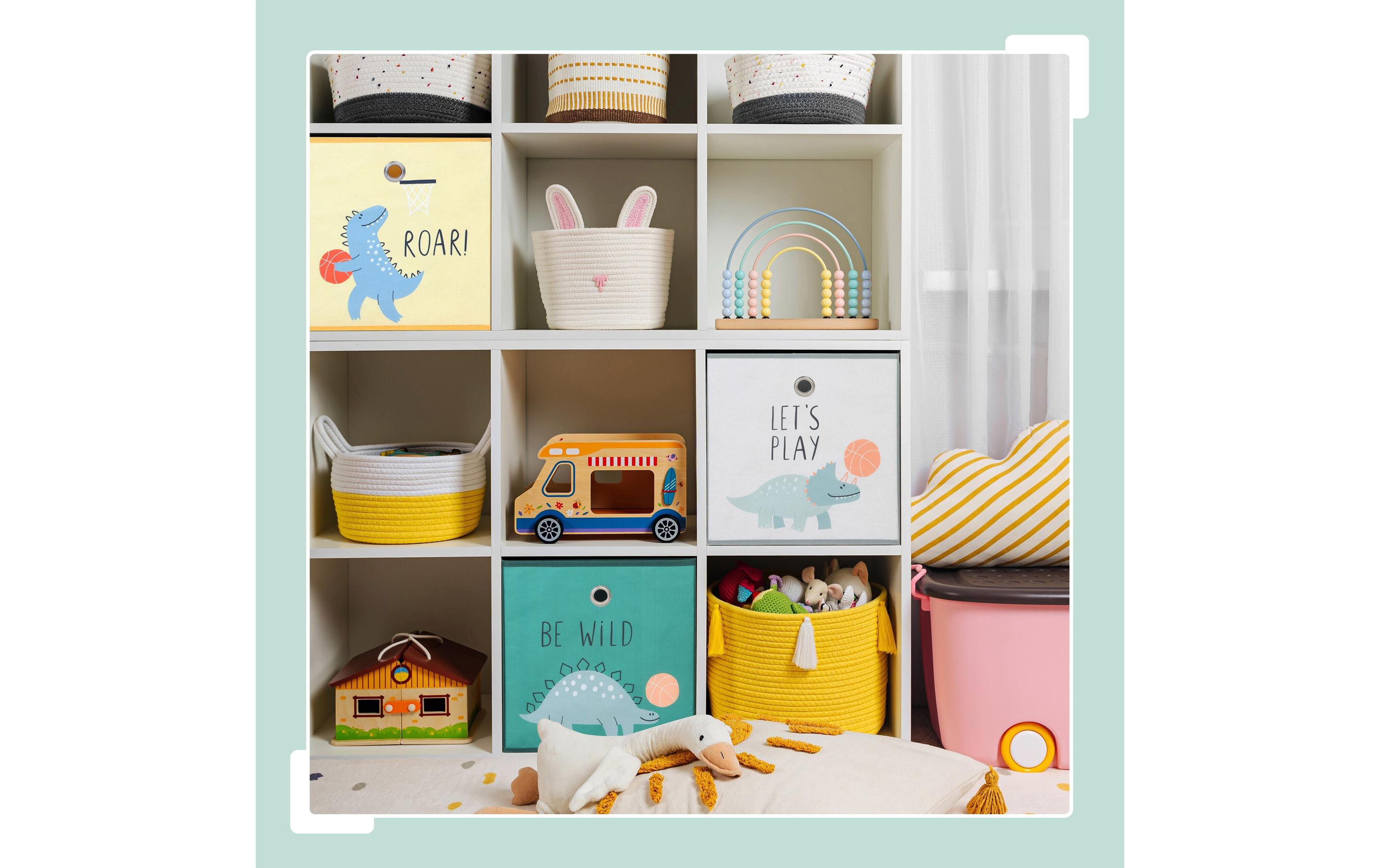 relaxdays Spielzeugbox Dino 3 Stück