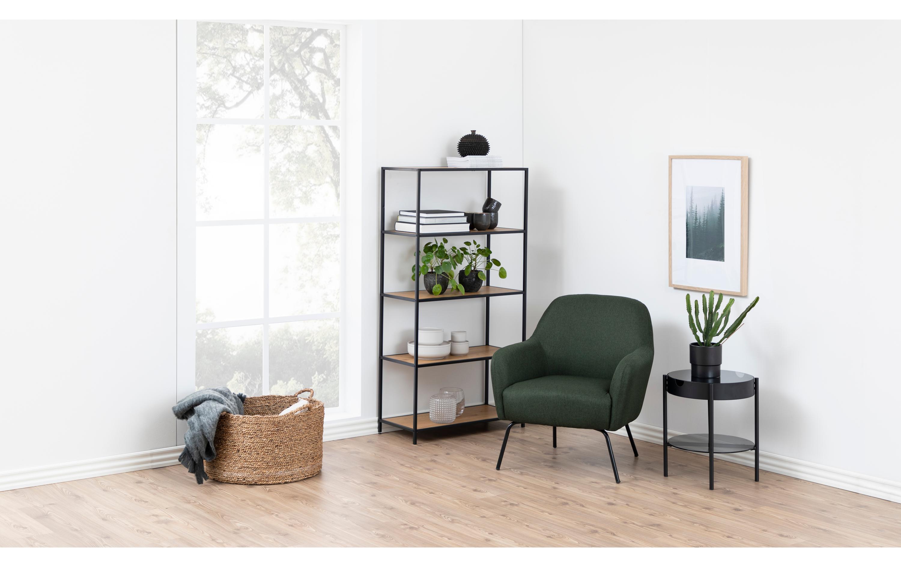 AC Design Regal Seaford 77 x 35 x 150 cm, Eiche/Schwarz matt