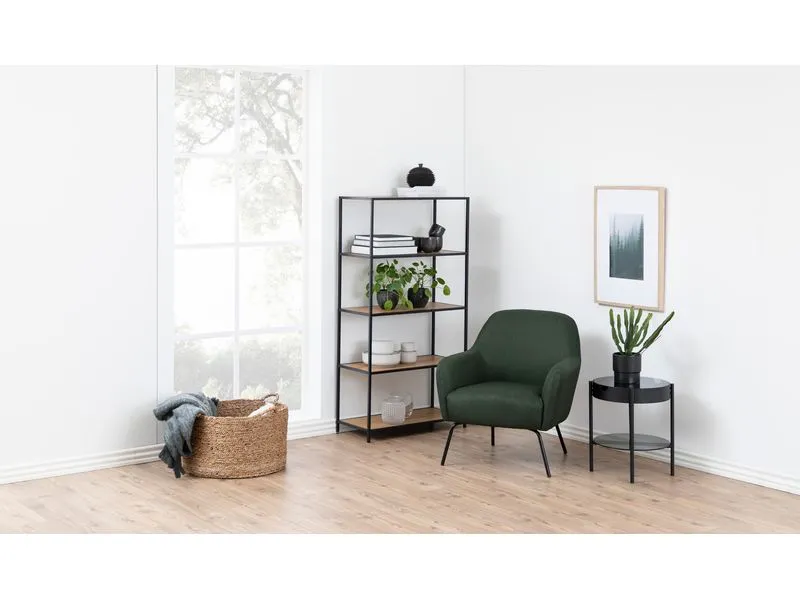 AC Design Regal Seaford 77 x 35 x 150 cm, Eiche/Schwarz matt