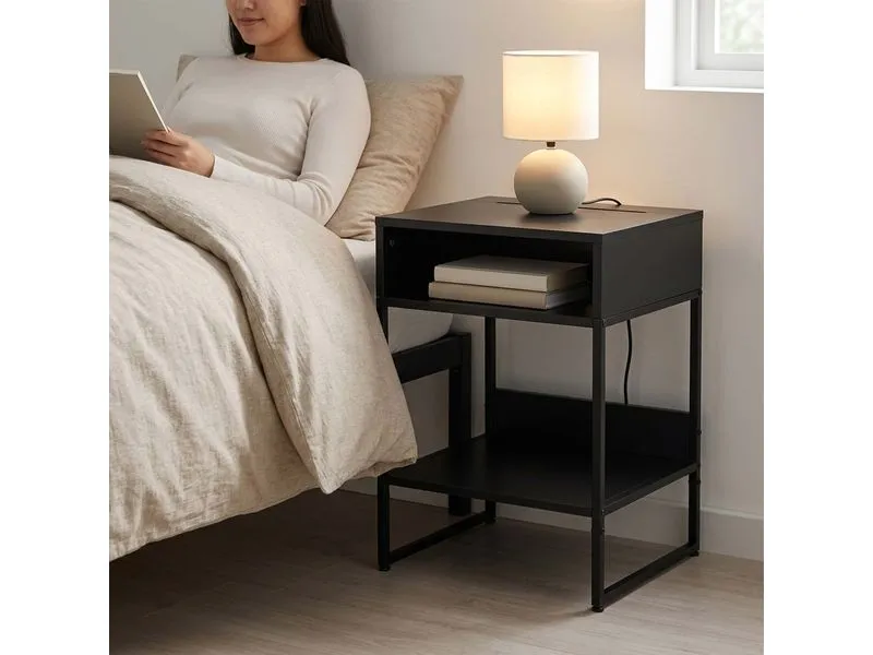 relaxdays Nachttisch 40 x 40 cm, Schwarz relaxdays Nachttisch 40 x 40 cm, Schwarz