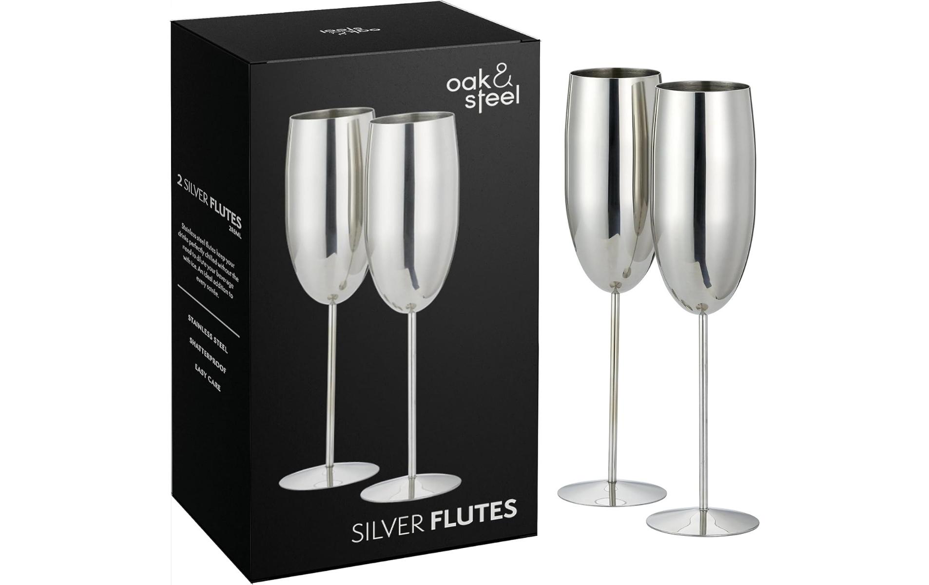 Oak & Steel Sektglas 285 ml, 2 Stück, Silber