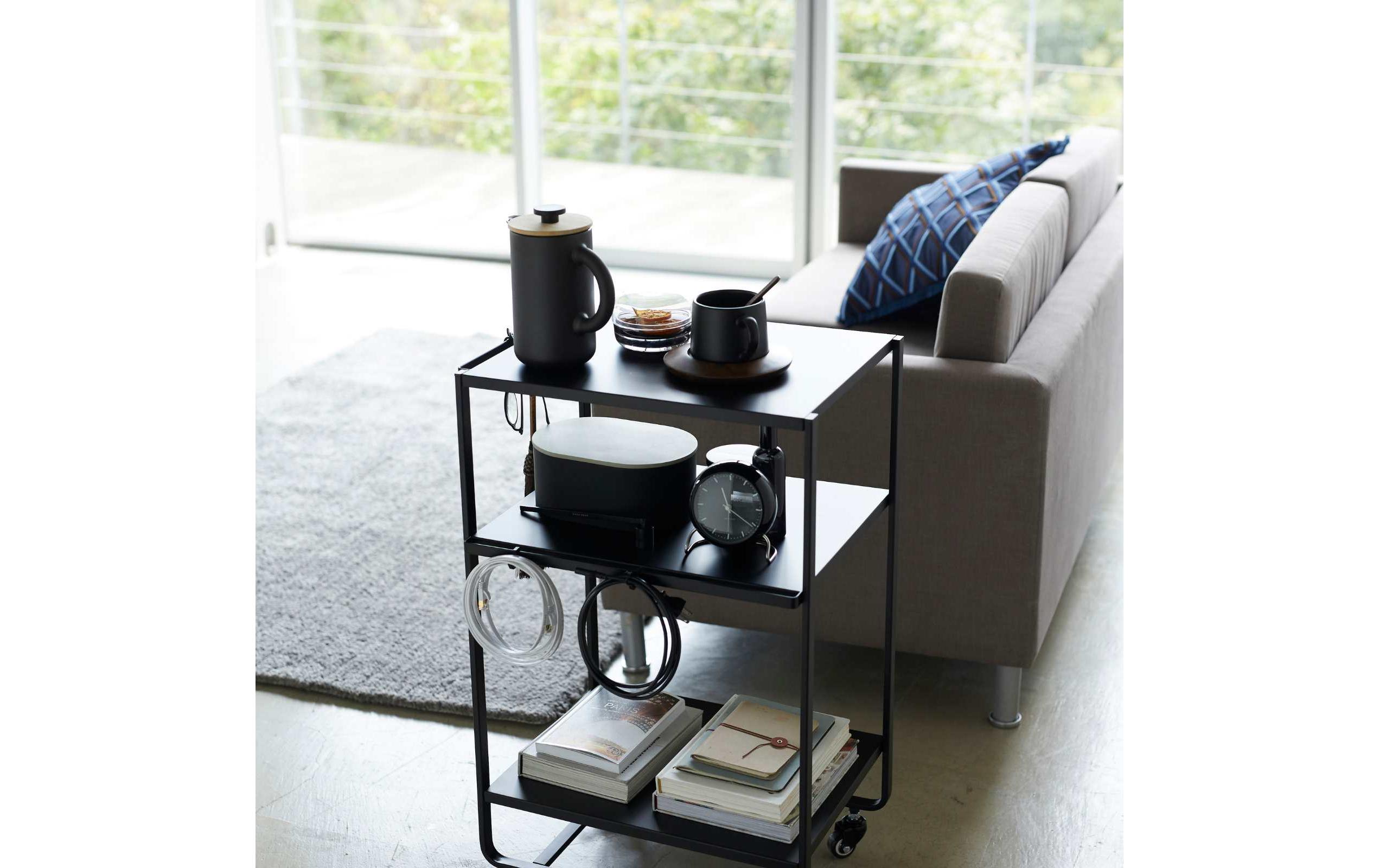 Yamazaki Küchenwagen Tower 49 x 81.5 x 38 cm, Schwarz