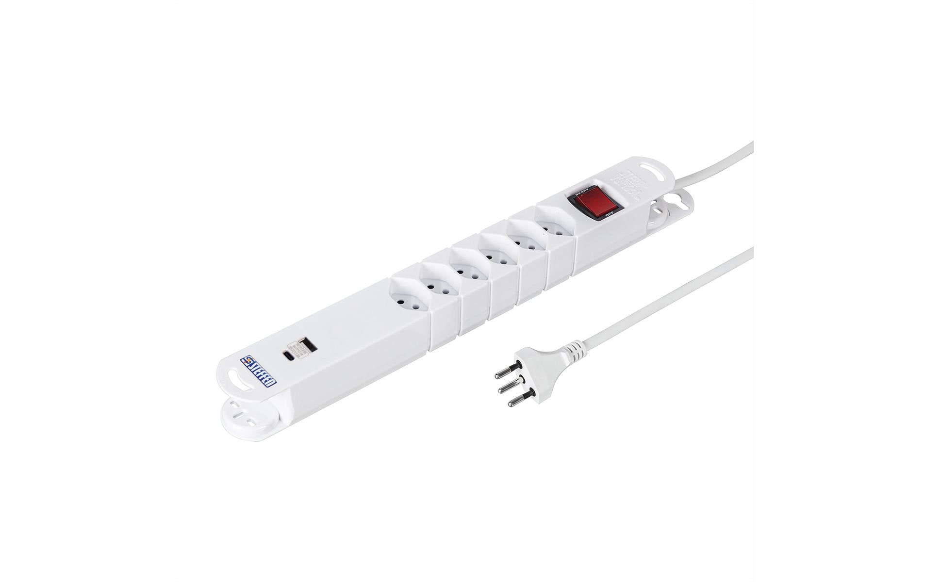 STEFFEN Steckdosenleiste VARIABL 6xT13, USB-A, USB-C mit Schalter
