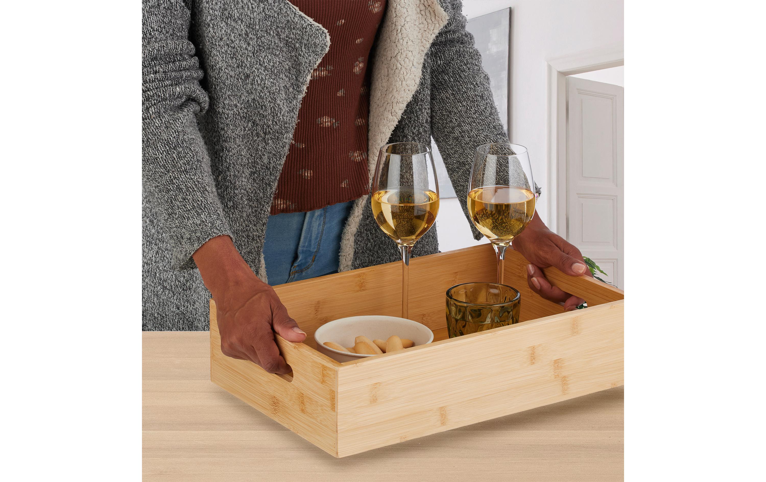 relaxdays Serviertablett Hellbraun/Transparent