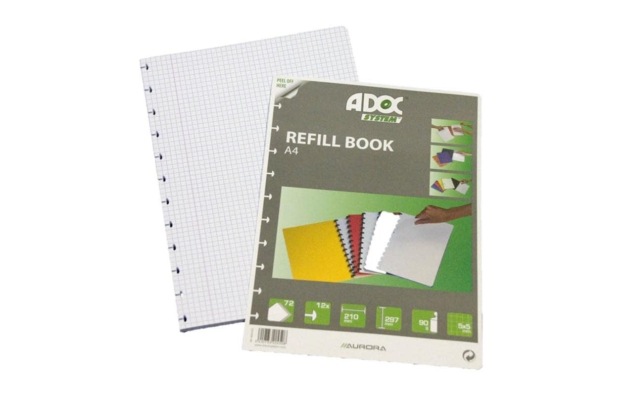 Adoc Notizheft Pap-Ex-Ersatzblätter A4, Kariert, 72 Stück
