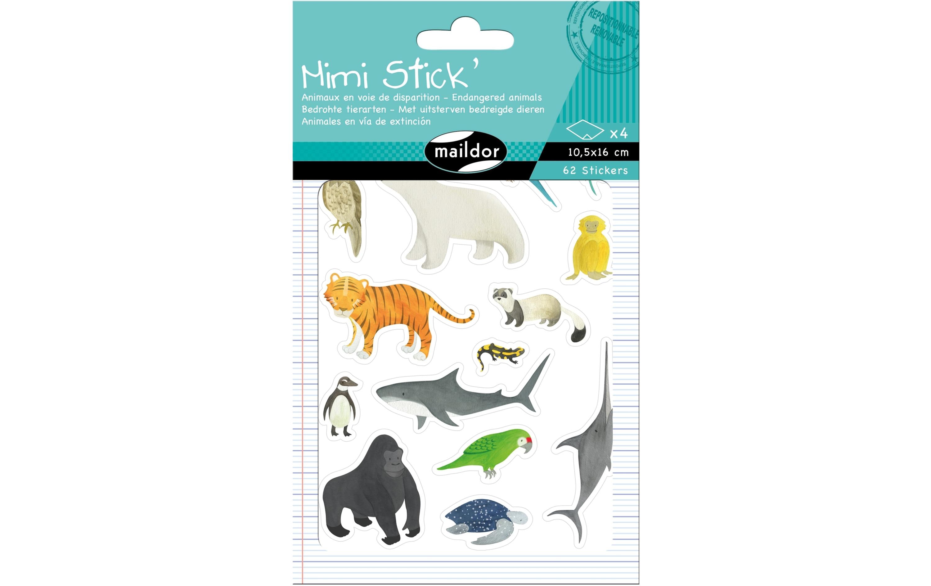 Clairefontaine Motivsticker Mimi bedrohte Tierarten 4 Bogen