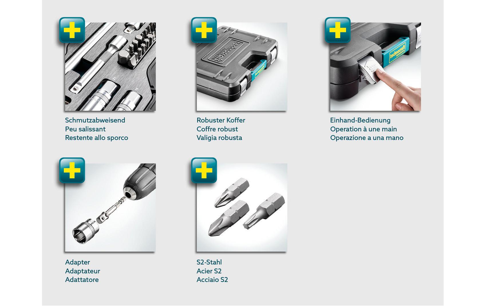 Technocraft Steckschlüssel-Set 1/4 + 1/2 86-teilig Technocraft Steckschlüssel-Set 1/4 + 1/2 86-teilig