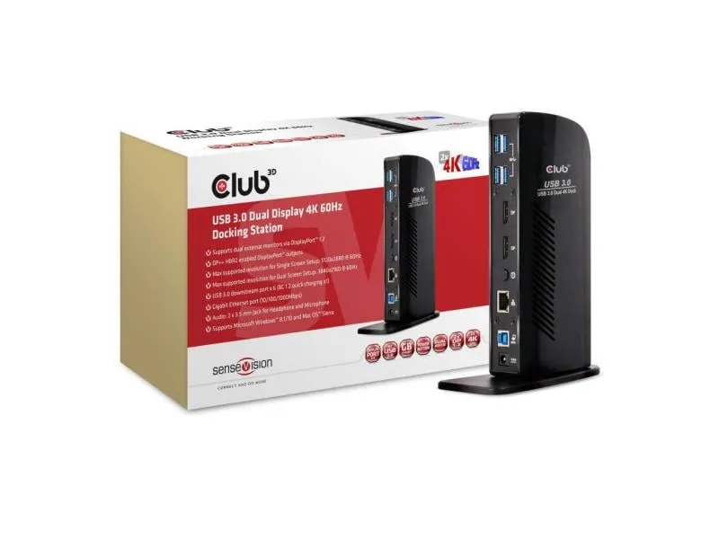 Club 3D Dockingstation CSV-1460 USB 3.0 Dual Display 4K60 Hz Club 3D Dockingstation CSV-1460 USB 3.0 Dual Display 4K60 Hz