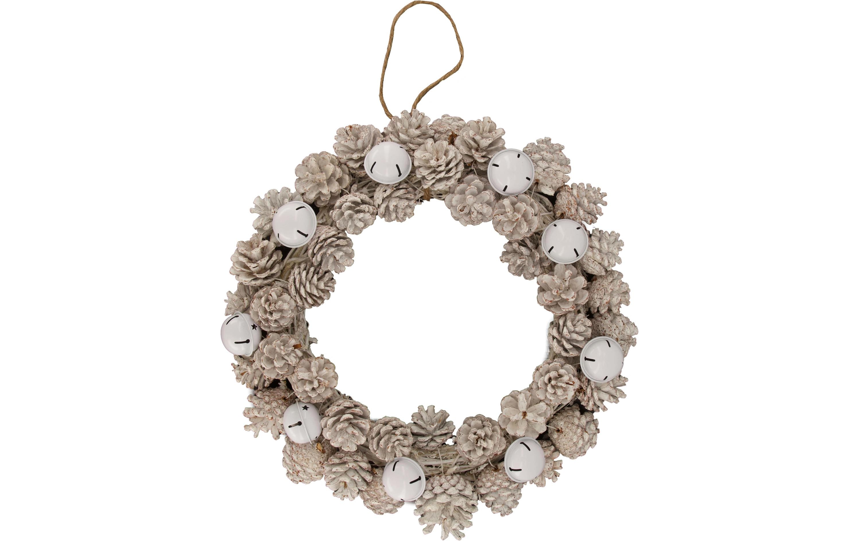 CHALET Aufhänger Tannenzapfenkranz 38 cm, Weiss