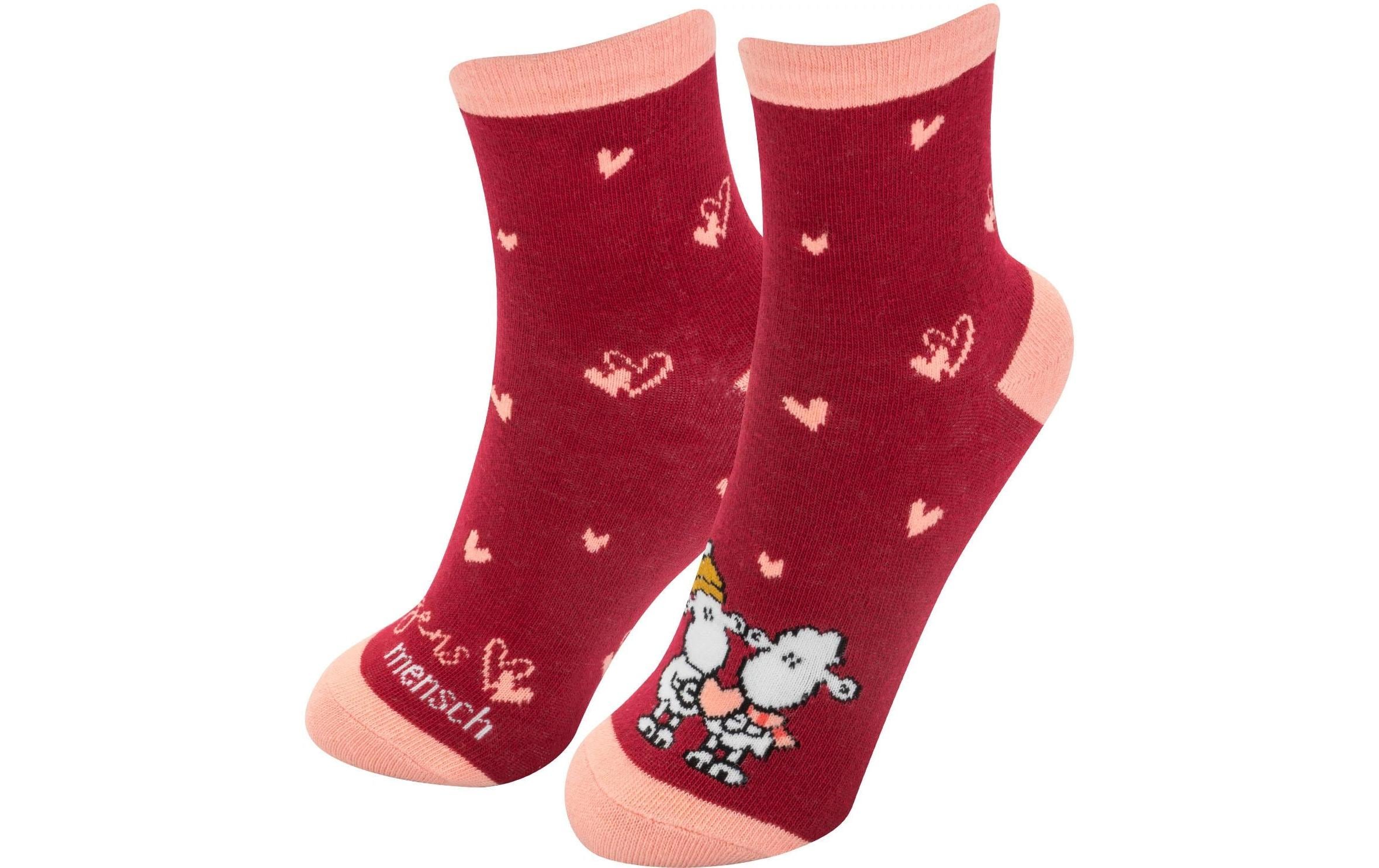 Sheepworld Socken Frauen Herzen 36 - 40, Rot