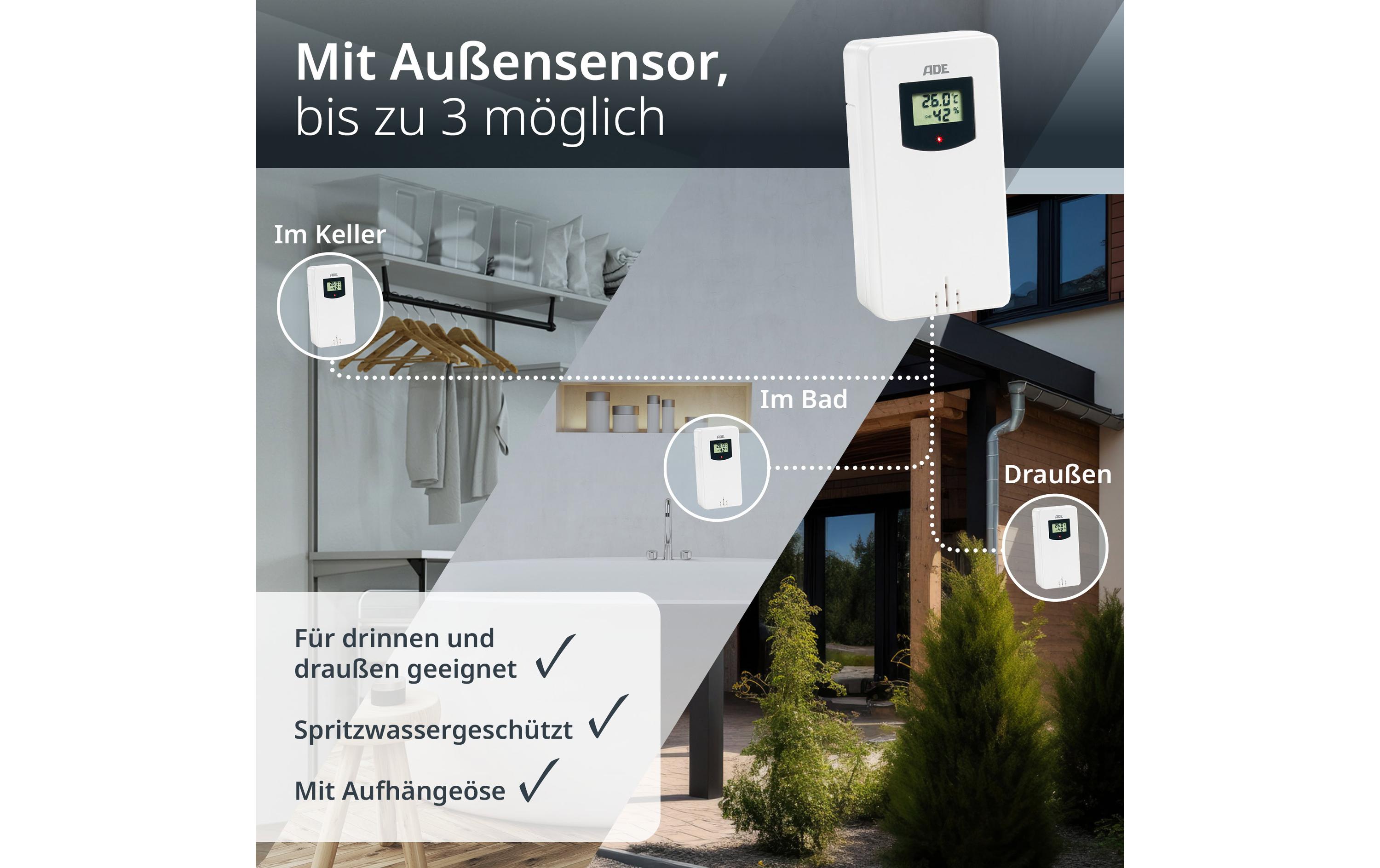 ADE Wetterstation mit Funk-Aussensensor ADE Wetterstation mit Funk-Aussensensor