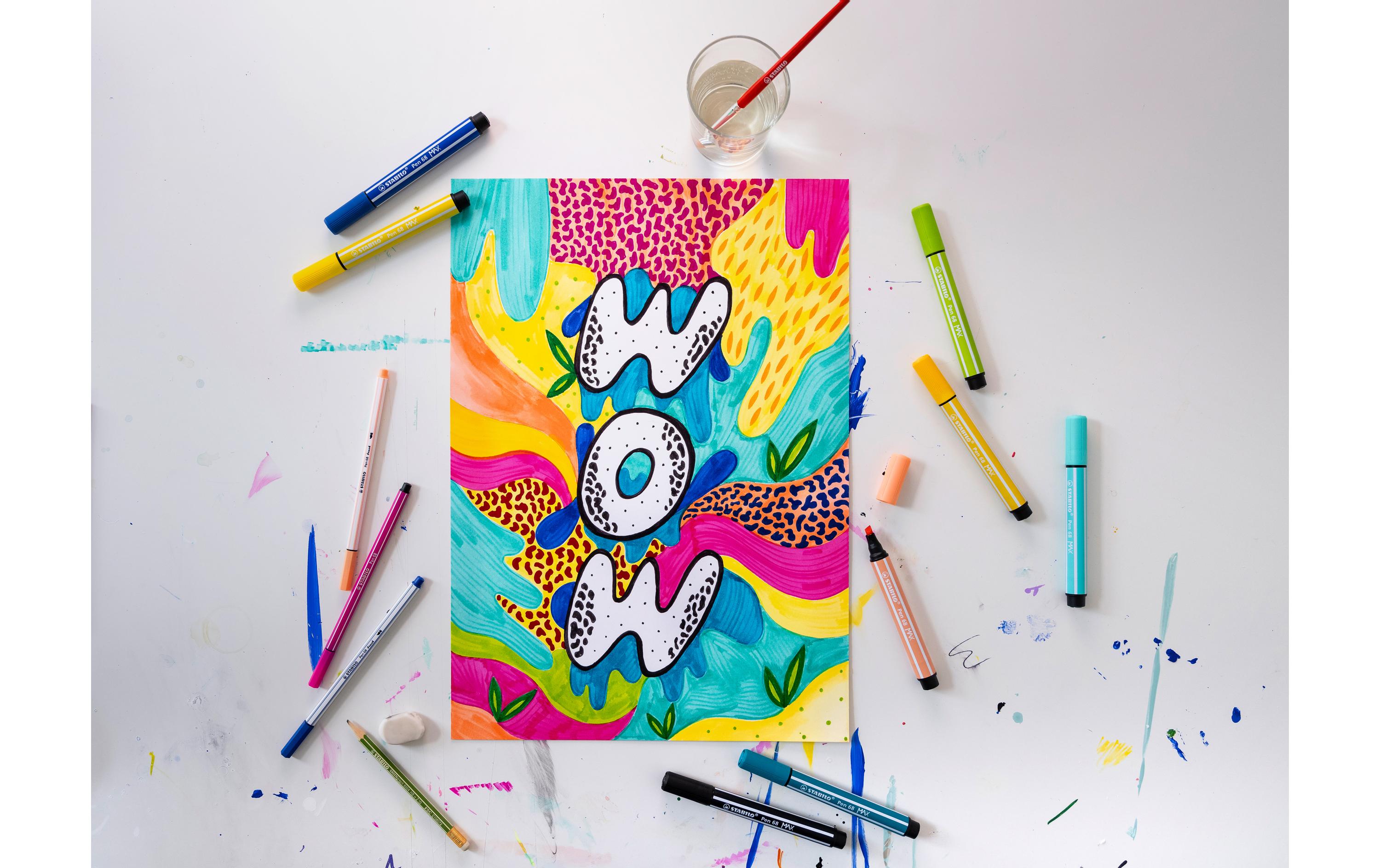 STABILO Filzstift Pen 68 MAX Karminrot, 5 Stück