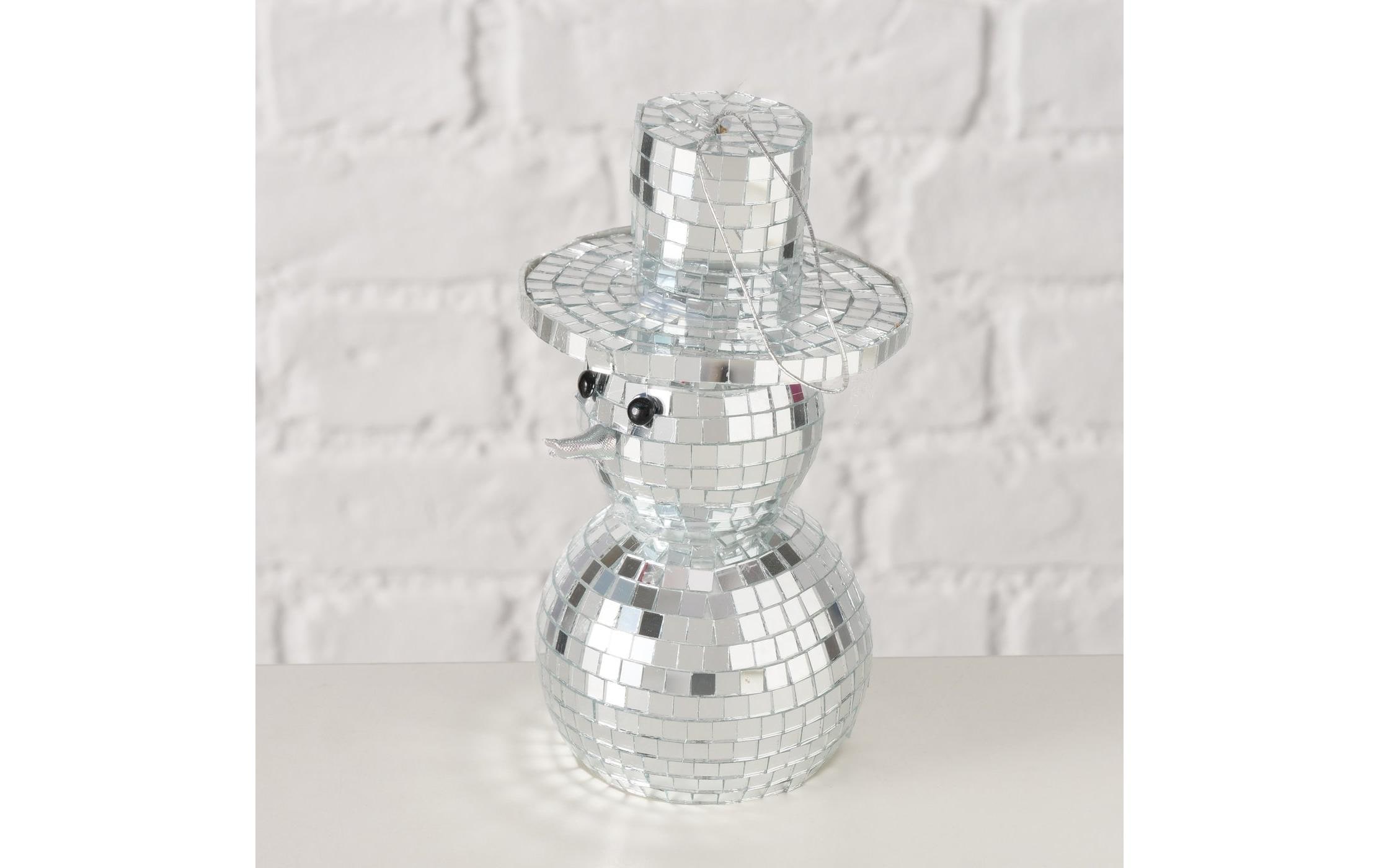 Boltze Weihnachtsschmuck Schneemann Disco Silber, 14 x 8 cm