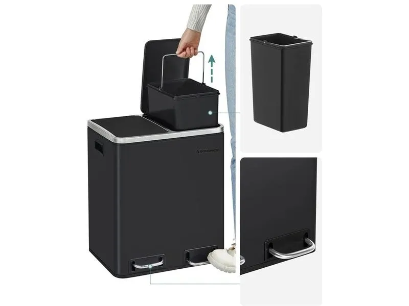 Songmics Abfalleimer 30 l, Schwarz Songmics Abfalleimer 30 l, Schwarz